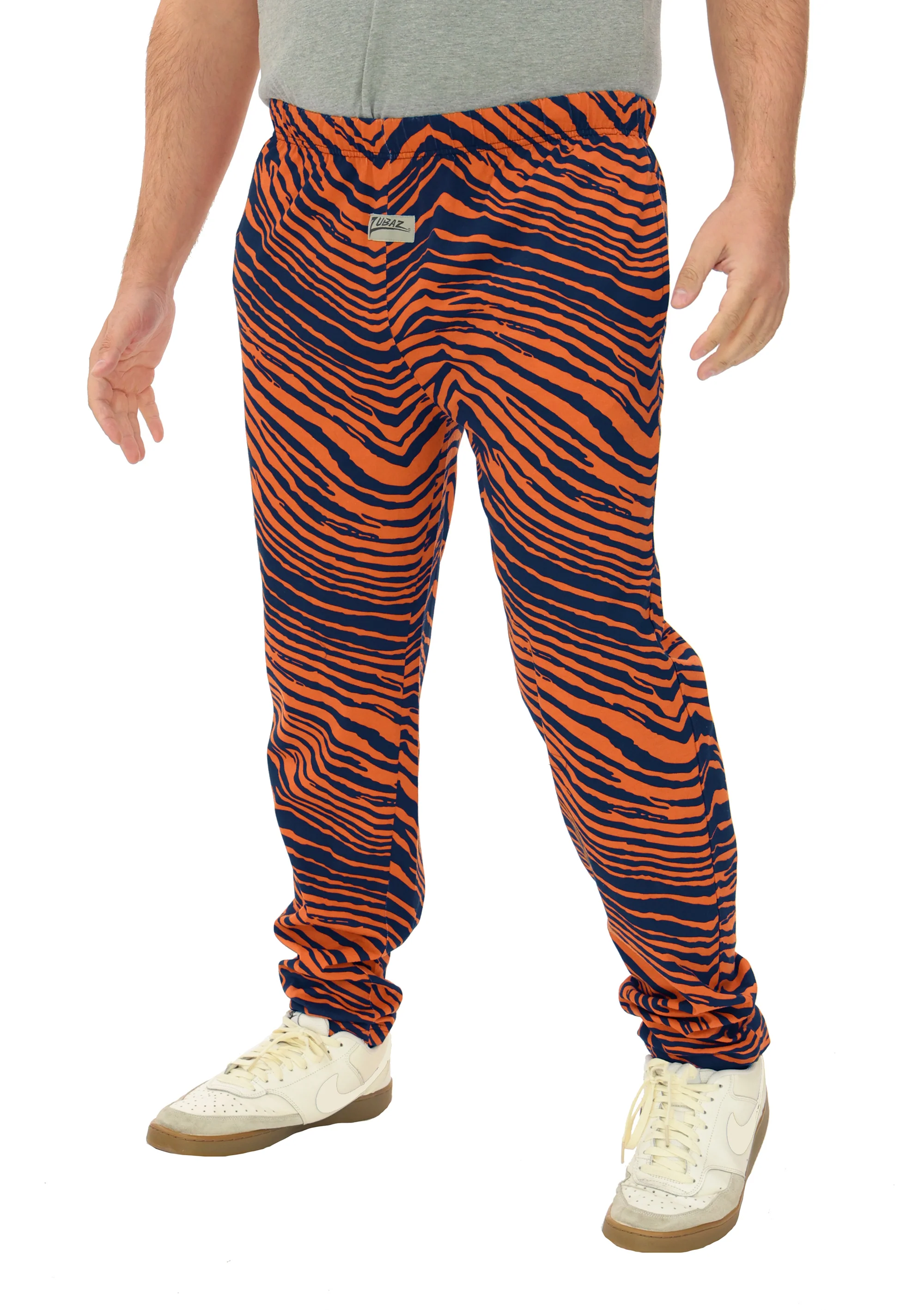 Zubaz Adult Unisex Z88 2 Color Zebra Pants, NAVY/ORANGE - Image 2
