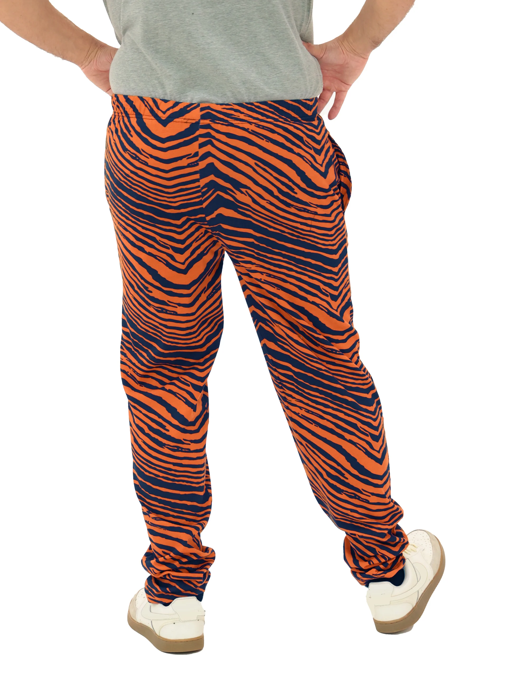 Zubaz Adult Unisex Z88 2 Color Zebra Pants, NAVY/ORANGE - Image 3
