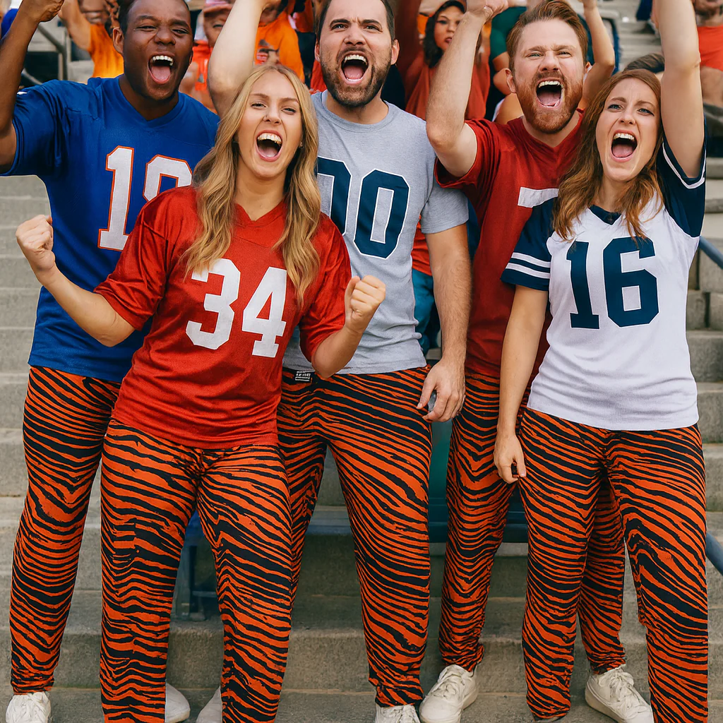 Zubaz Adult Unisex Z88 2 Color Zebra Pants, NAVY/ORANGE - Image 5