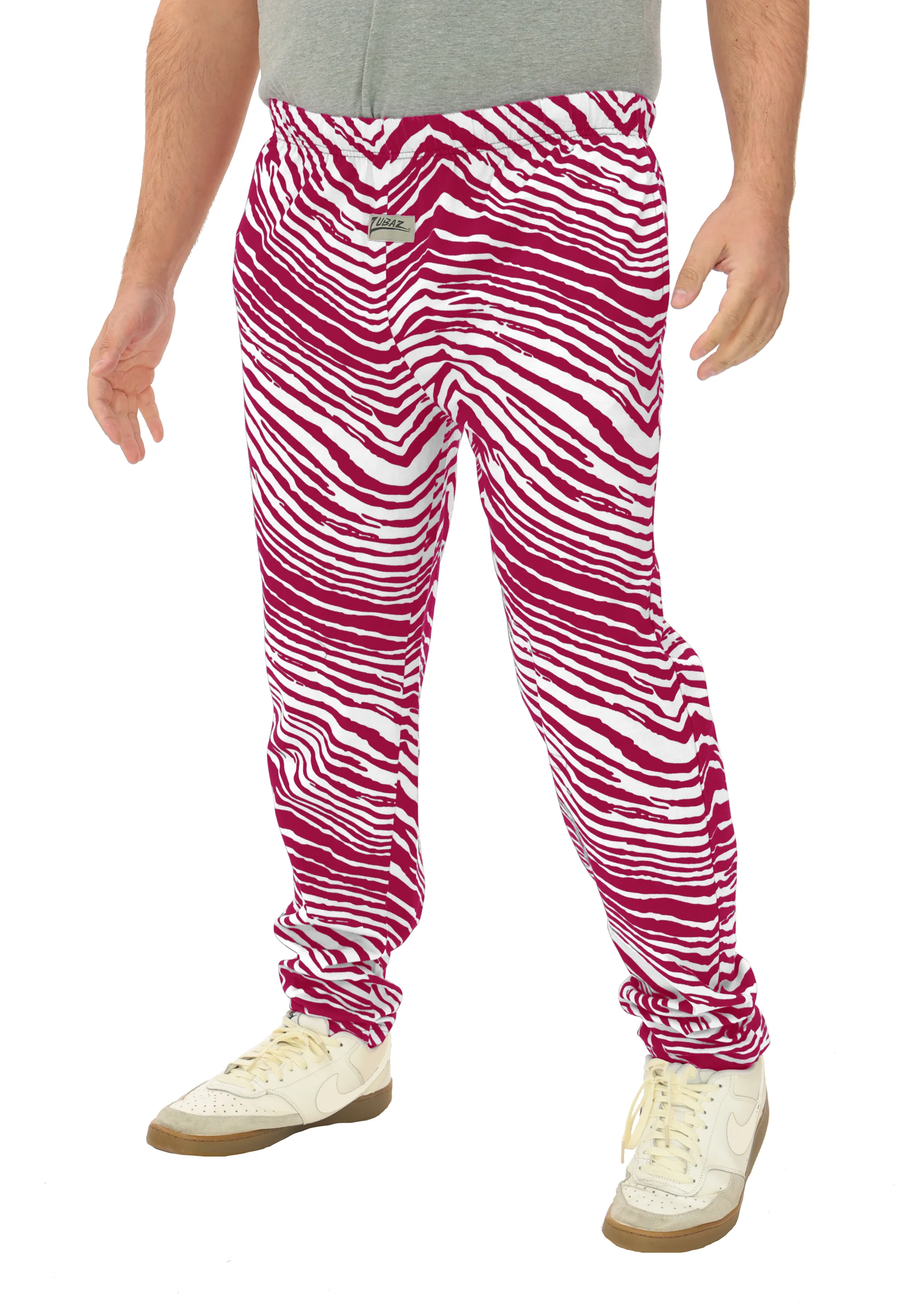 Zubaz Adult Unisex Z88 2 Color Zebra Pants, Red/White - Image 2