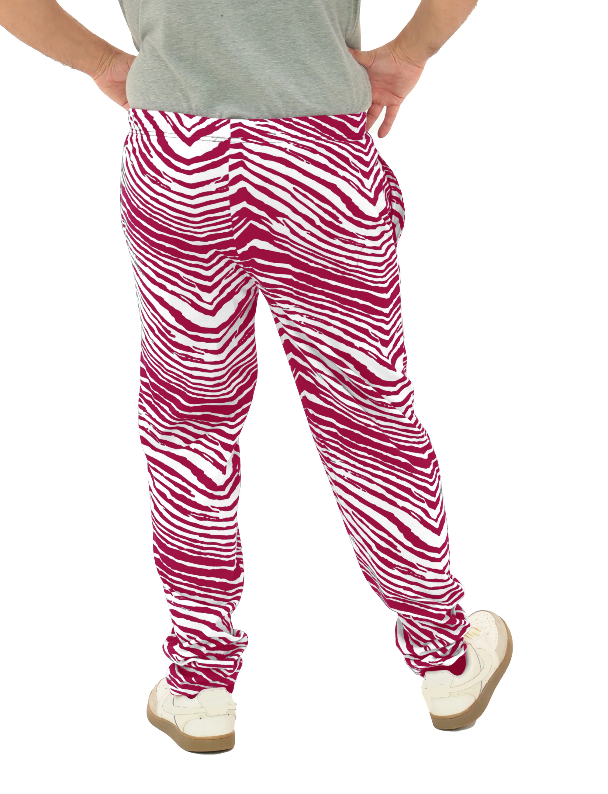 Zubaz Adult Unisex Z88 2 Color Zebra Pants, Red/White - Image 3