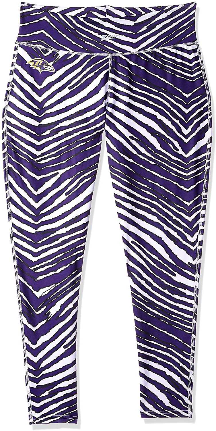 Zubaz Baltimore Ravens NFL Women's Zebra Print Legging, Purple - Image 2