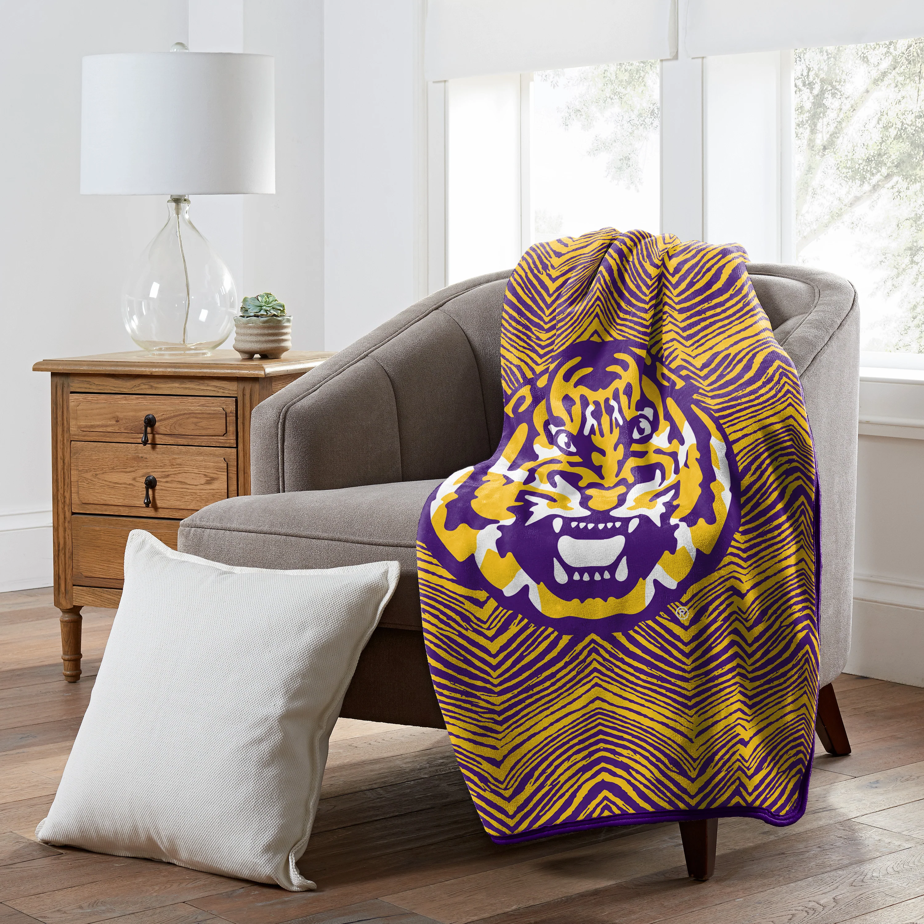Zubaz by Northwest LSU Tigers NCAA Zubified Raschel Throw Blanket 50 X 60 - Image 2