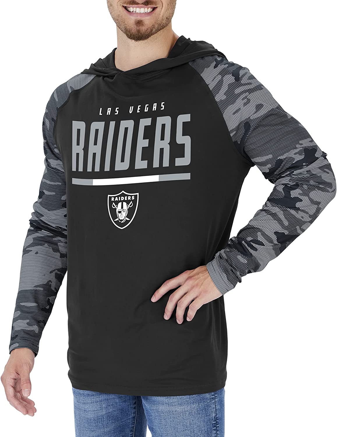 Zubaz Las Vegas Raiders NFL Men's Lightweight Hoodie with Team Camo Sleeves - Image 3