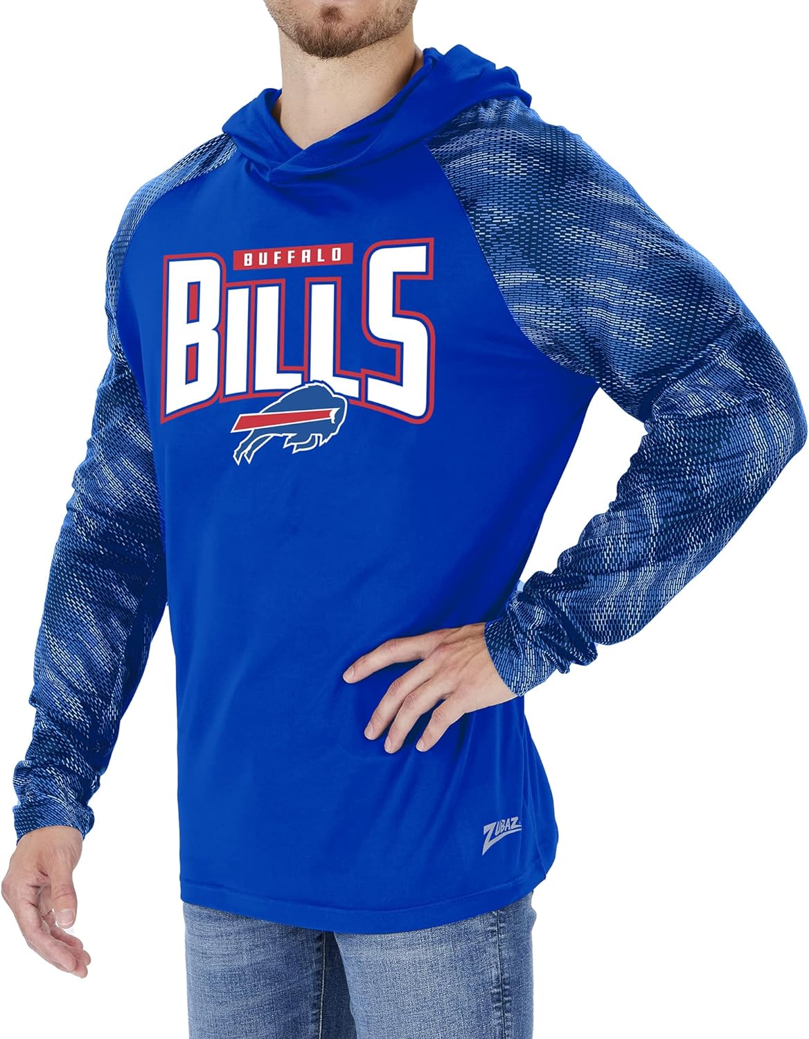 Zubaz Men's BUFFALO BILLS ROYAL BLUE LW HOOD W/ TONAL VIPER PRINT SLEEVES - Image 2