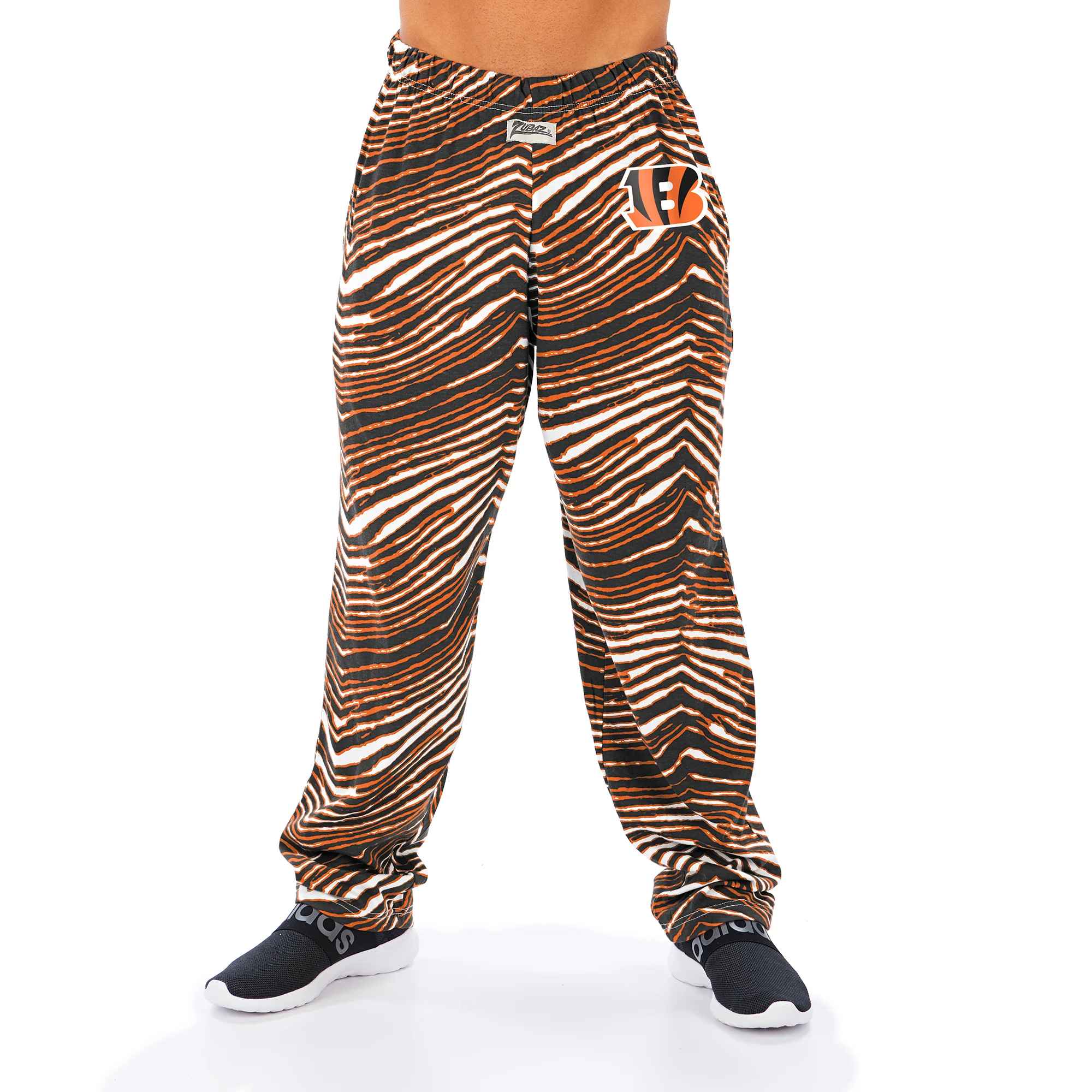 Zubaz Men's CINCINNATI BENGALS BLACK/ORANGE ZEBRA PANT LEFT HIP LOGO - Image 4