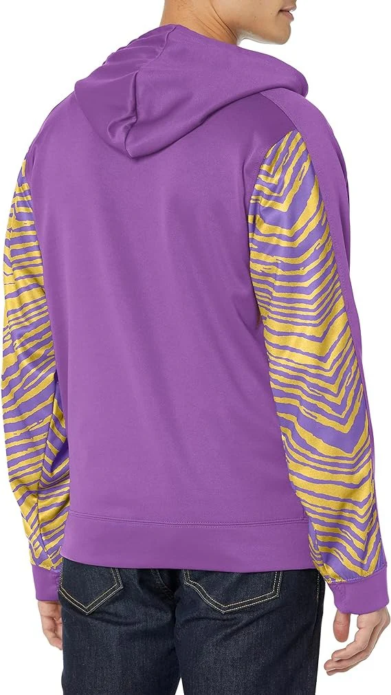 Zubaz Men's Minnesota Vikings Team Color Zebra Accent Full Zip Hoodie - Image 2