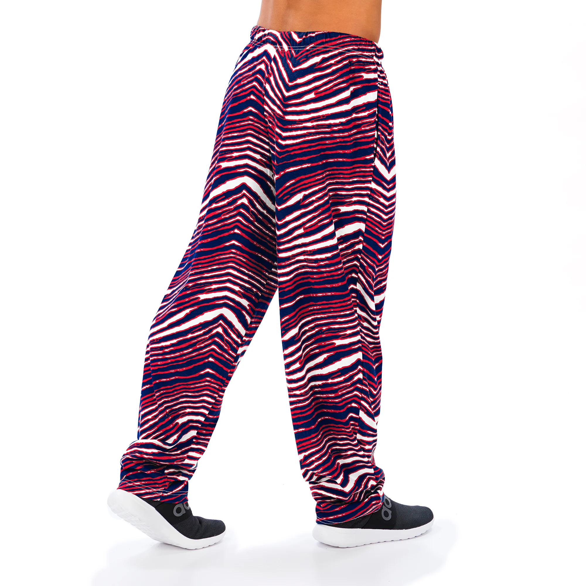 Zubaz Men's NEW ENGLAND PATRIOTS NAVY/RED ZEBRA PANT LEFT HIP LOGO - Image 2