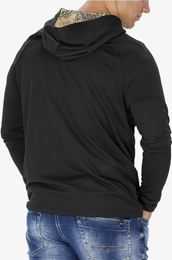 Zubaz Men's NEW ORLEANS SAINTS SOLID BLACK FRENCH TERRY LW HOOD W/ STATIC HOOD LINER & GRAPHIC Small - Image 2