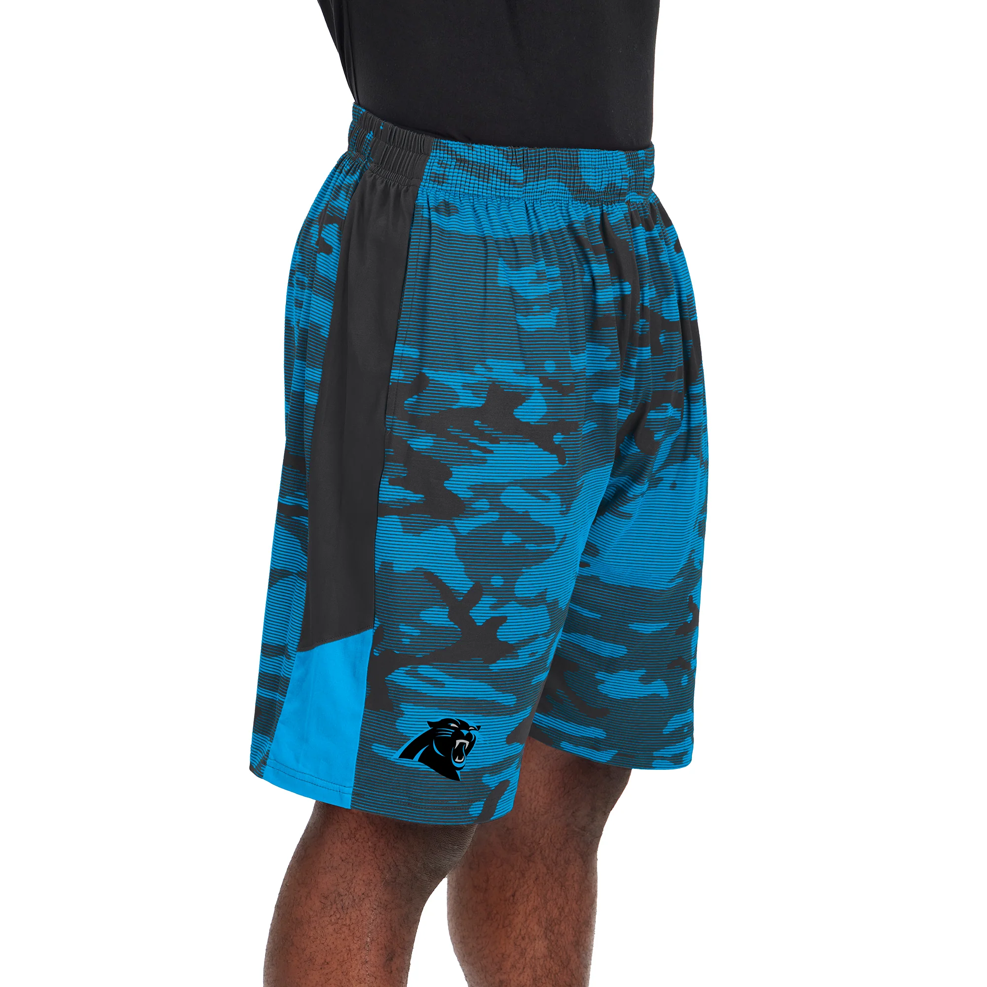 Zubaz Men's NFL Carolina Panthers Lightweight Shorts with Camo Lines - Image 2