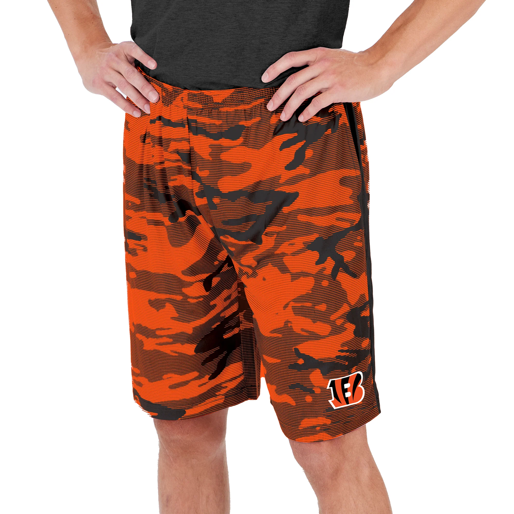 Zubaz Men's NFL Cincinnati Bengals Lightweight Camo Lines Shorts with Logo - Image 5