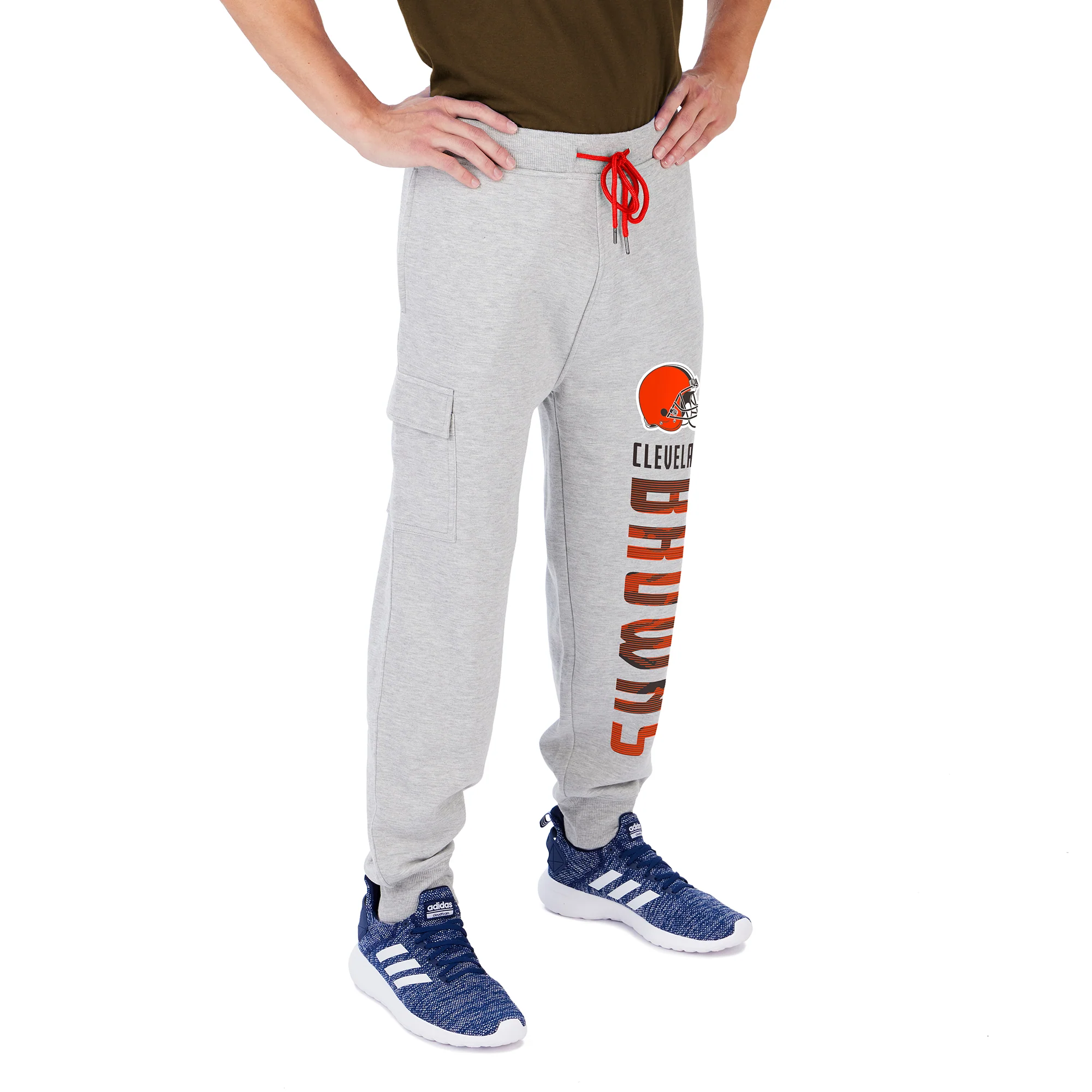 Zubaz Men's NFL Cleveland Browns Heather Gray Cargo Sweatpants - Image 2