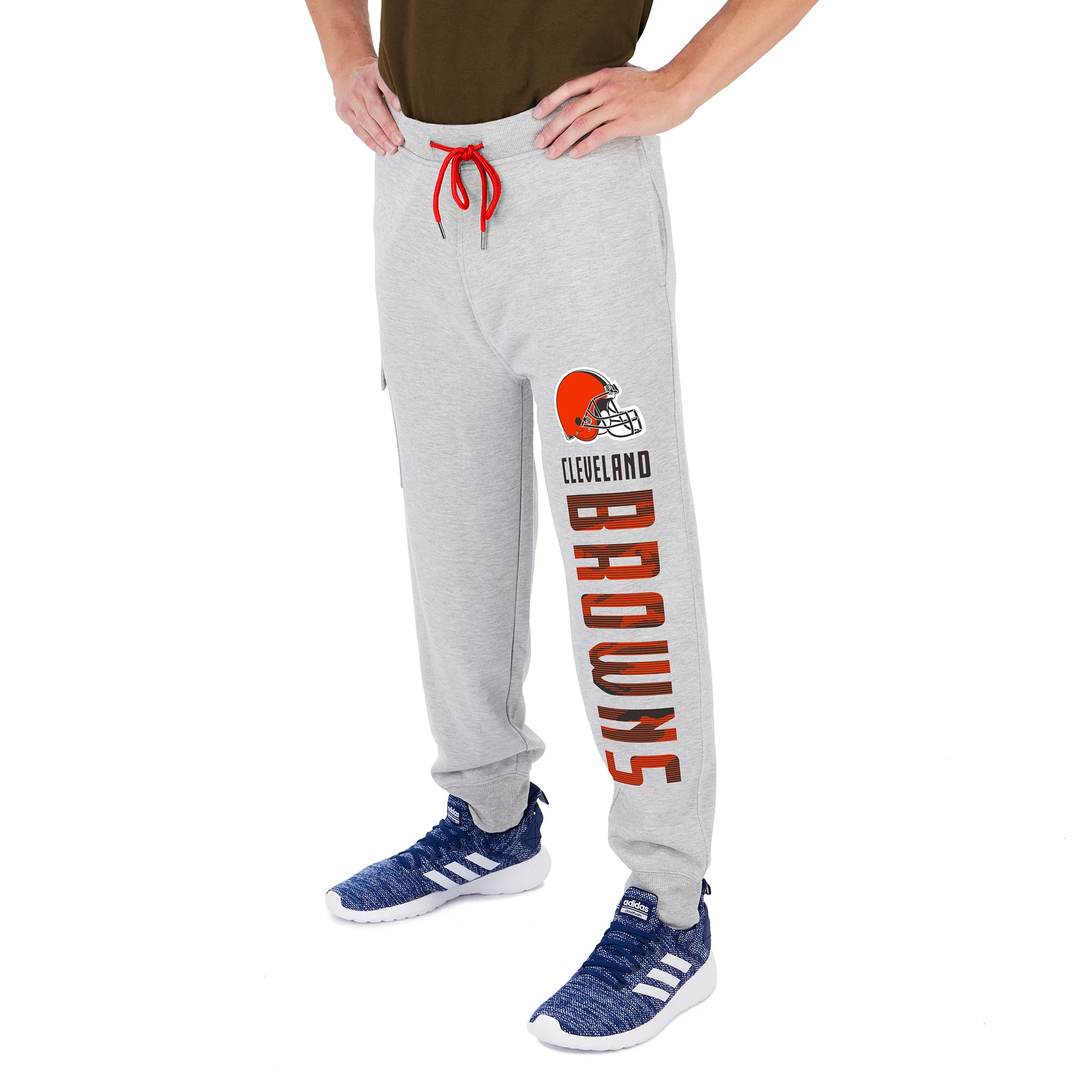 Zubaz Men's NFL Cleveland Browns Heather Gray Cargo Sweatpants - Image 4