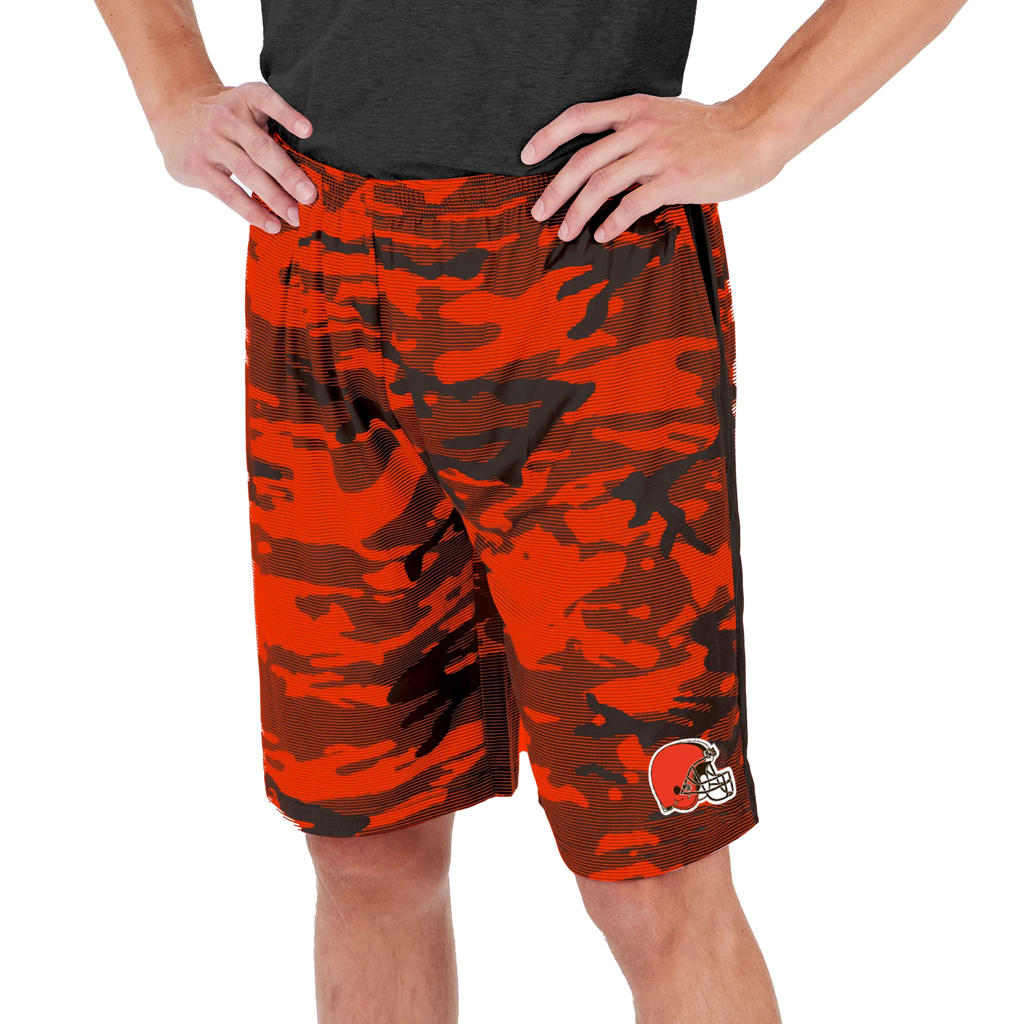 Zubaz Men's NFL Cleveland Browns Lightweight Camo Lines Shorts with Logo - Image 4