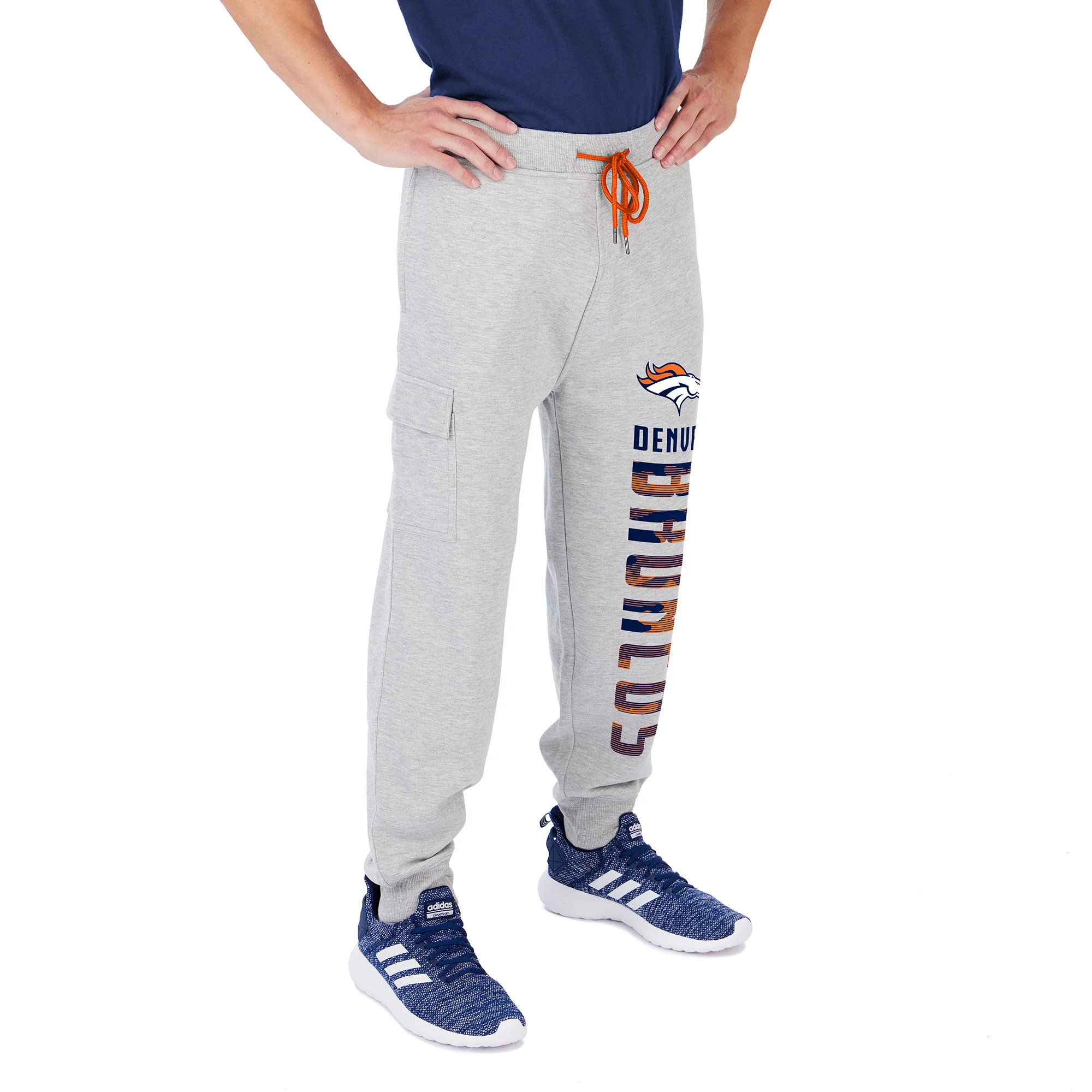 Zubaz Men's NFL Denver Broncos Heather Gray Cargo Sweatpants - Image 2