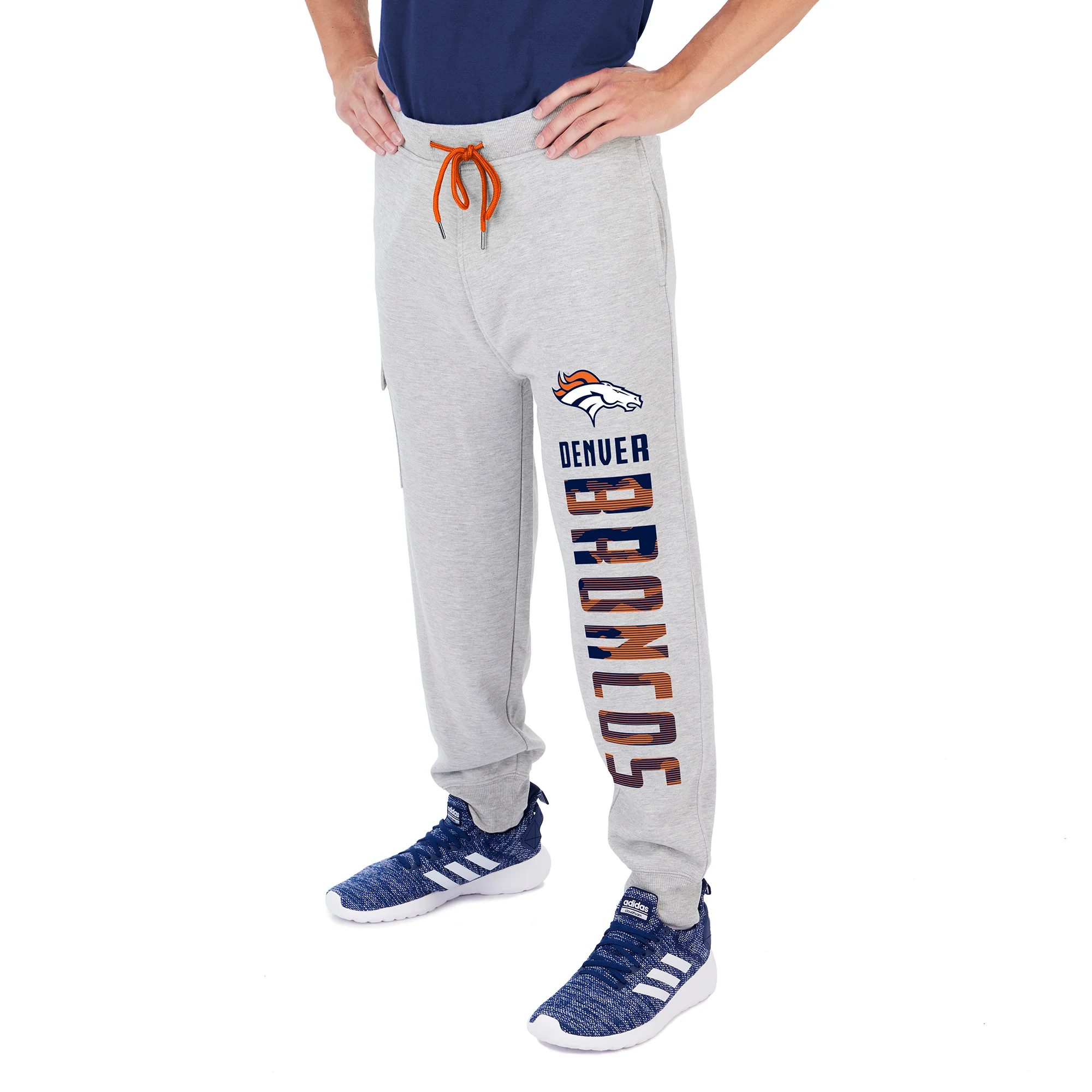 Zubaz Men's NFL Denver Broncos Heather Gray Cargo Sweatpants - Image 5