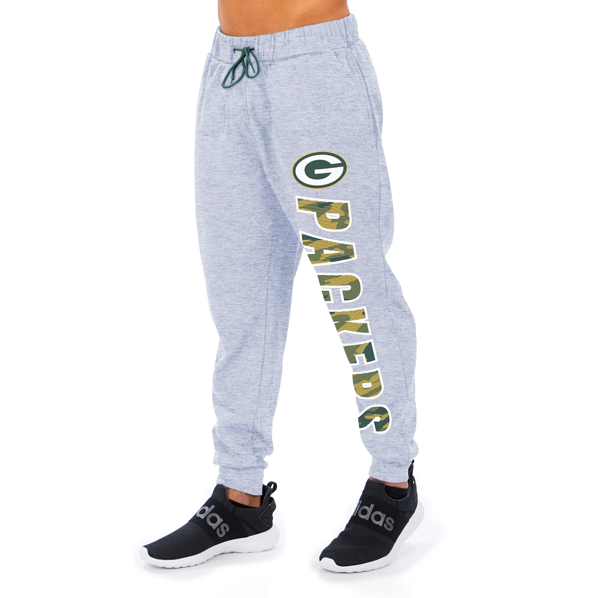 Zubaz Men's NFL Green Bay Packers Heather Gray Jogger with Camo Lines Graphic - Image 3