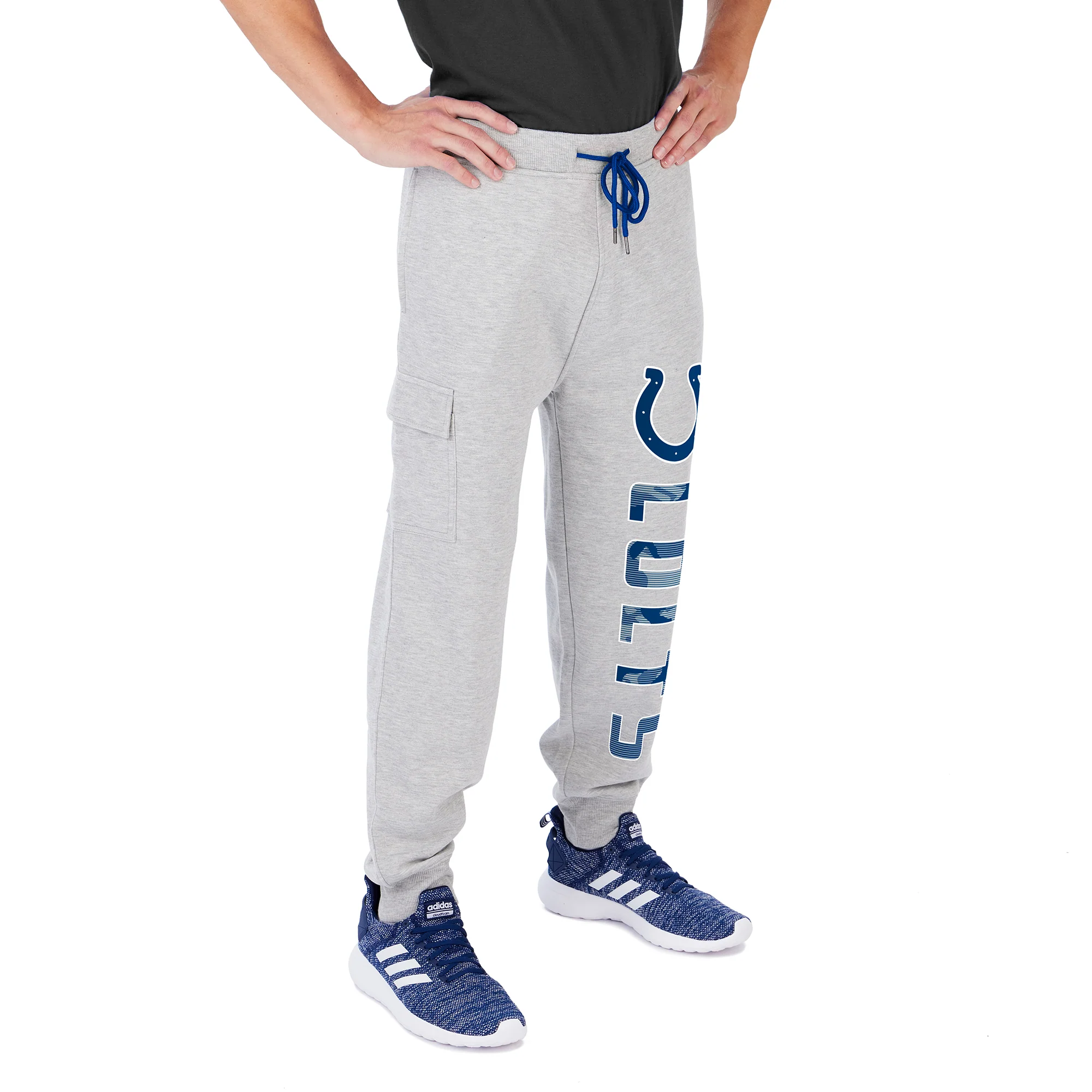 Zubaz Men's NFL Indianapolis Colts Heather Gray Cargo Sweatpants - Image 2