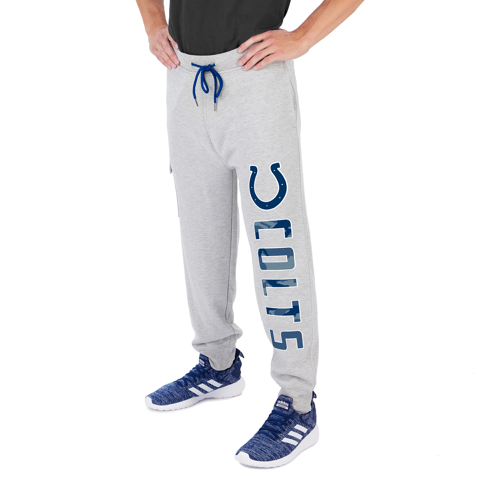 Zubaz Men's NFL Indianapolis Colts Heather Gray Cargo Sweatpants - Image 4