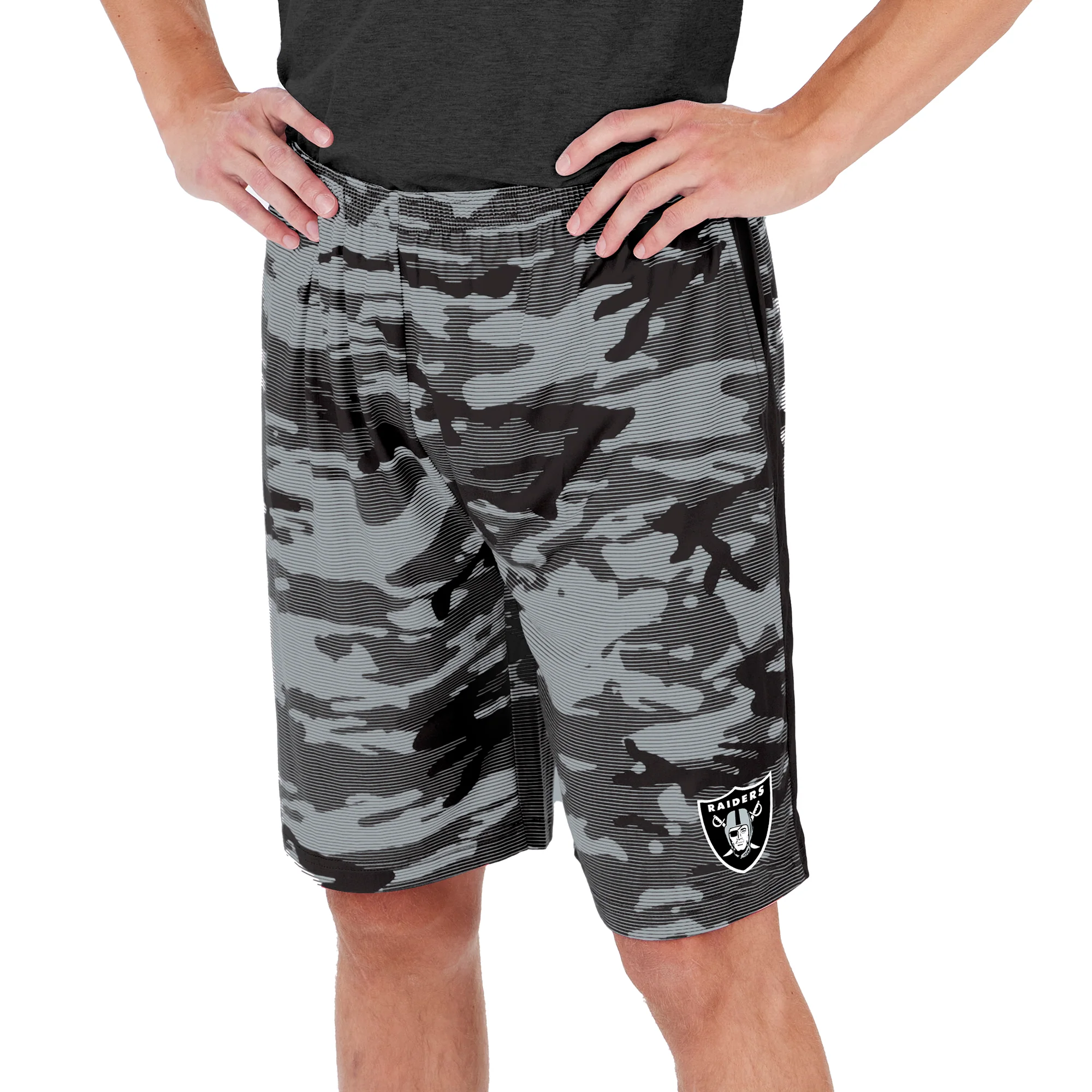 Zubaz Men's NFL Las Vegas Raiders Lightweight Camo Lines Shorts with Logo - Image 7