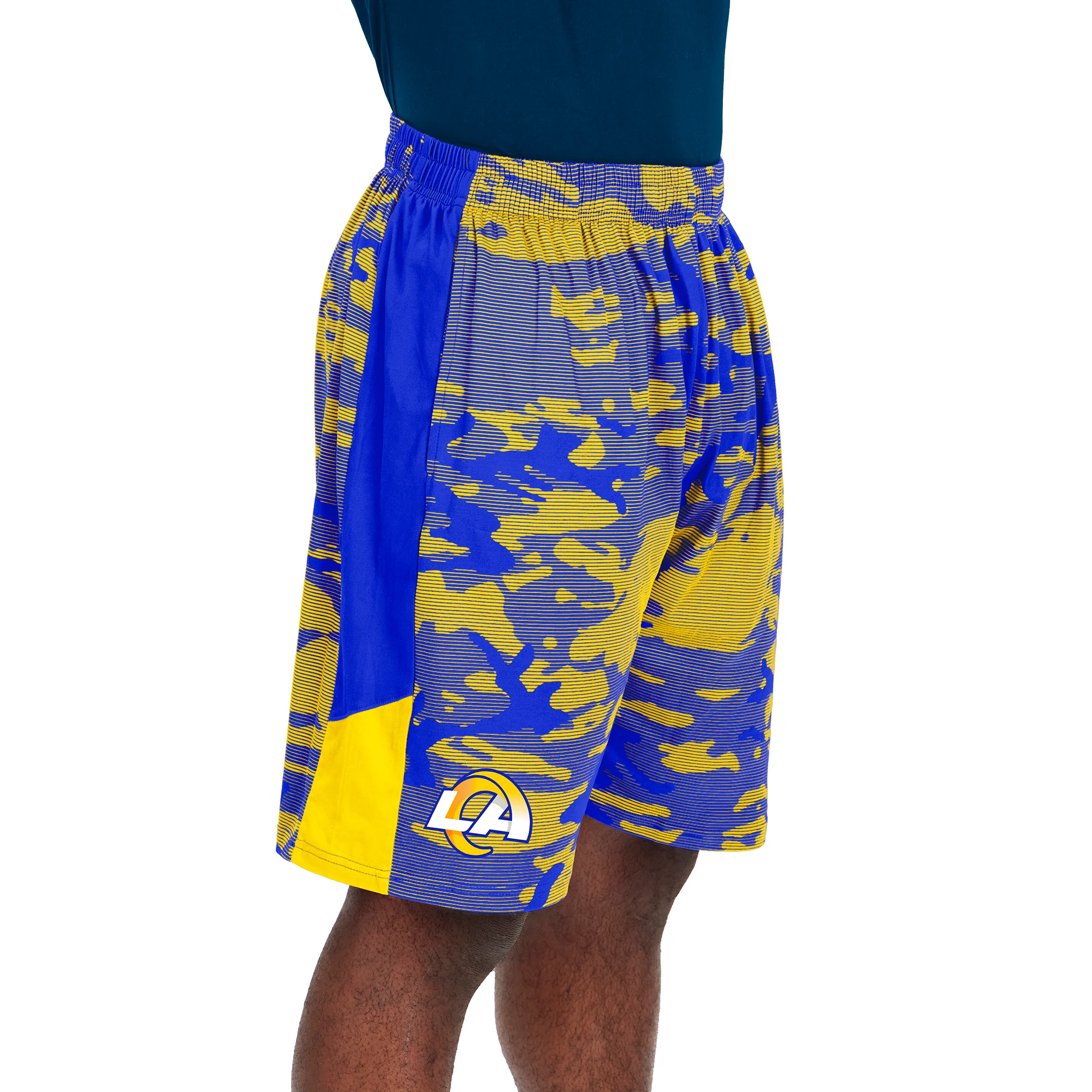 Zubaz Men's NFL Los Angeles Rams Lightweight Shorts with Camo Lines - Image 2