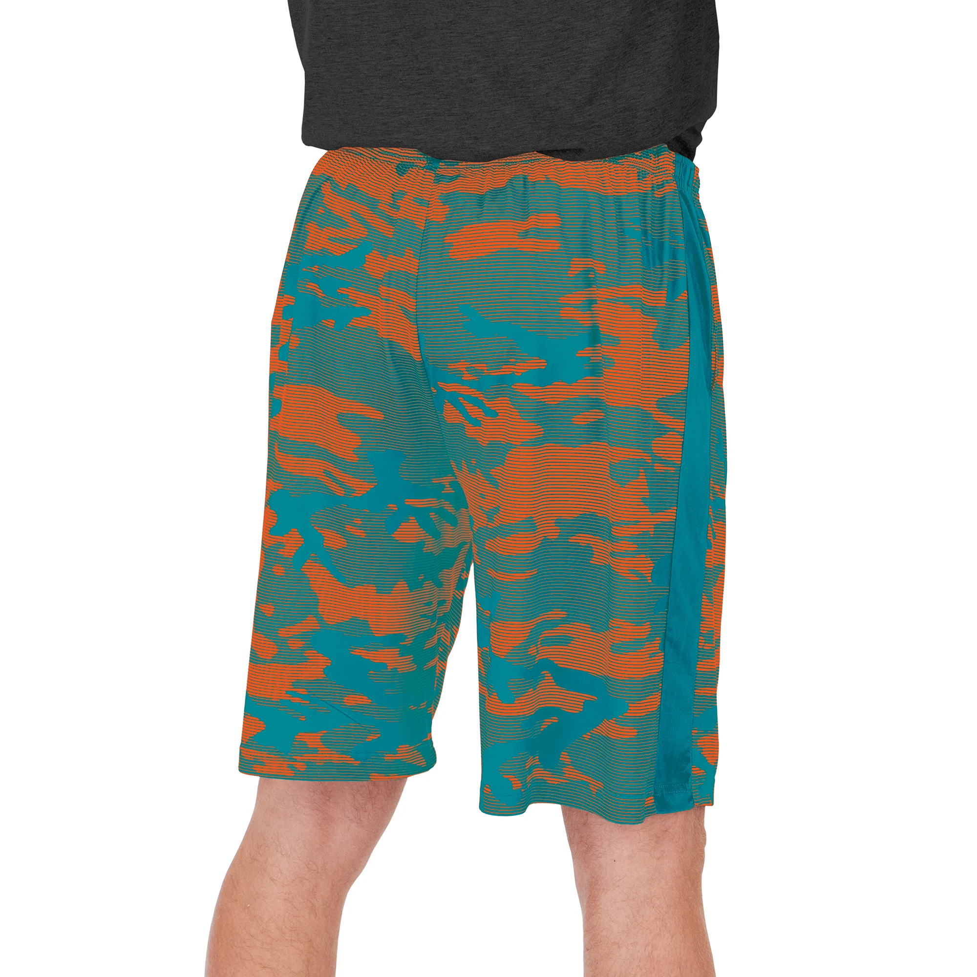 Zubaz Men's NFL Miami Dolphins Lightweight Camo Lines Shorts with Logo - Image 3