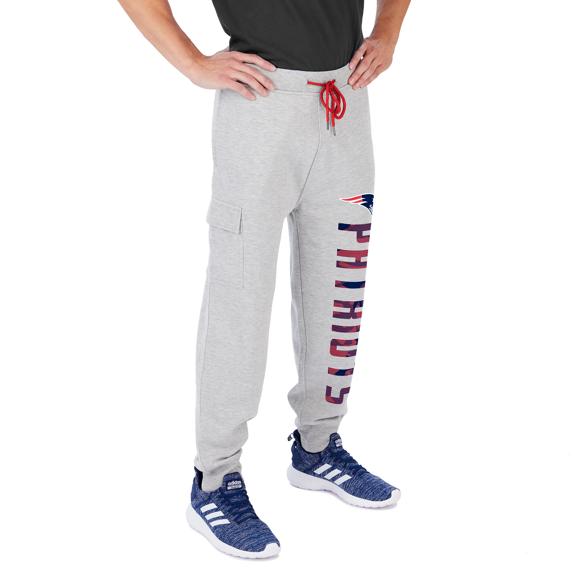 Zubaz Men's NFL New England Patriots Heather Gray Cargo Sweatpants - Image 2