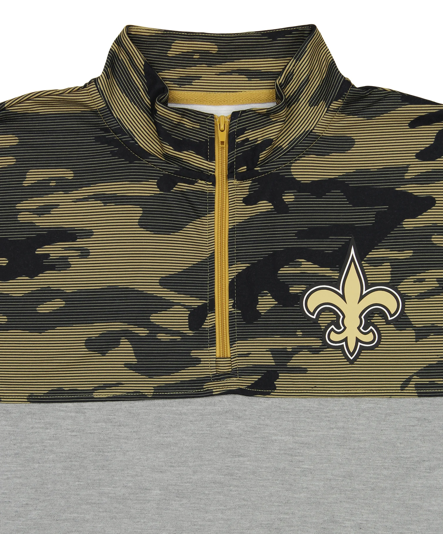Zubaz Men's NFL New Orleans Saints 1/4 Zip Fleece Pullover with Camo Lines - Image 3