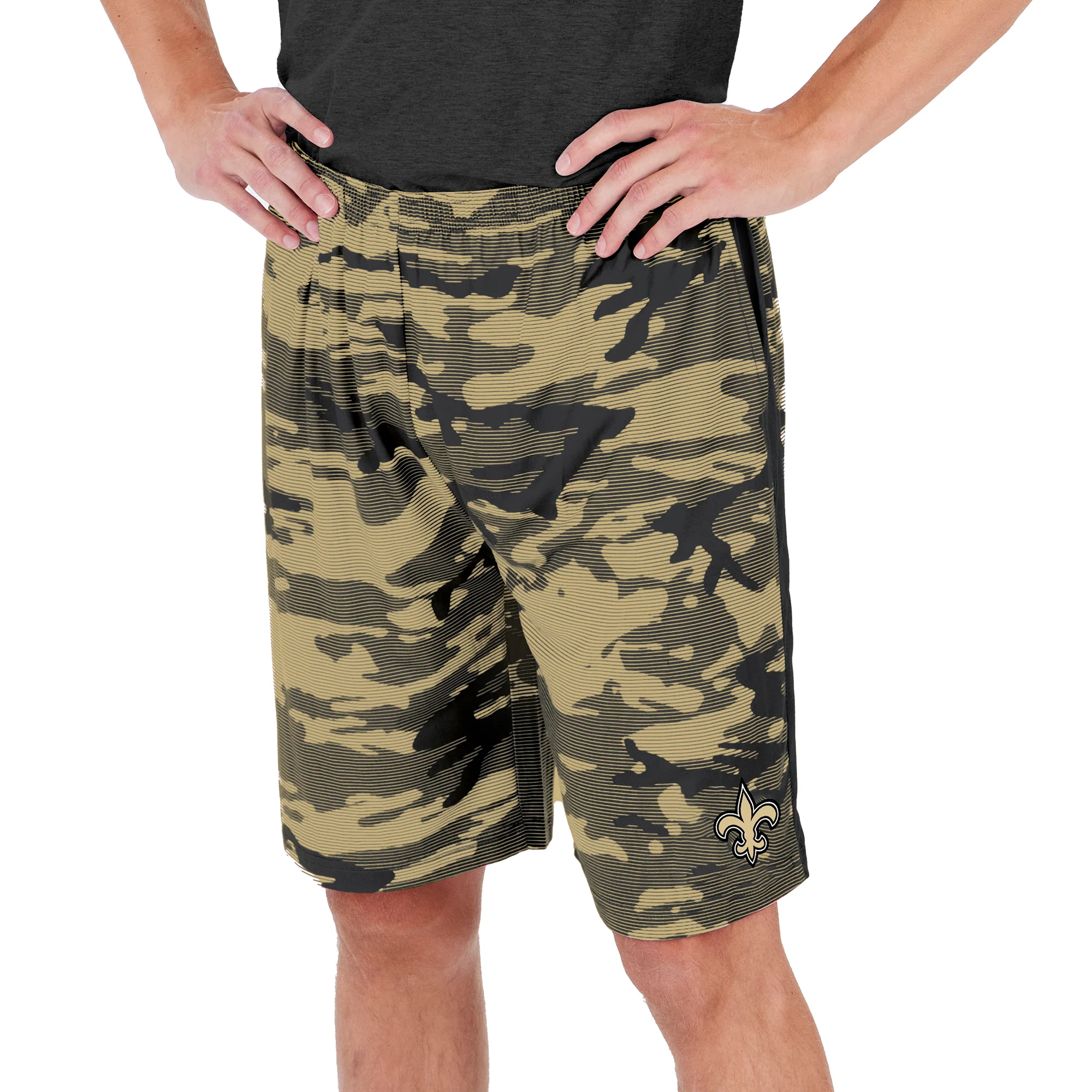 Zubaz Men's NFL New Orleans Saints Lightweight Camo Lines Shorts with Logo - Image 4