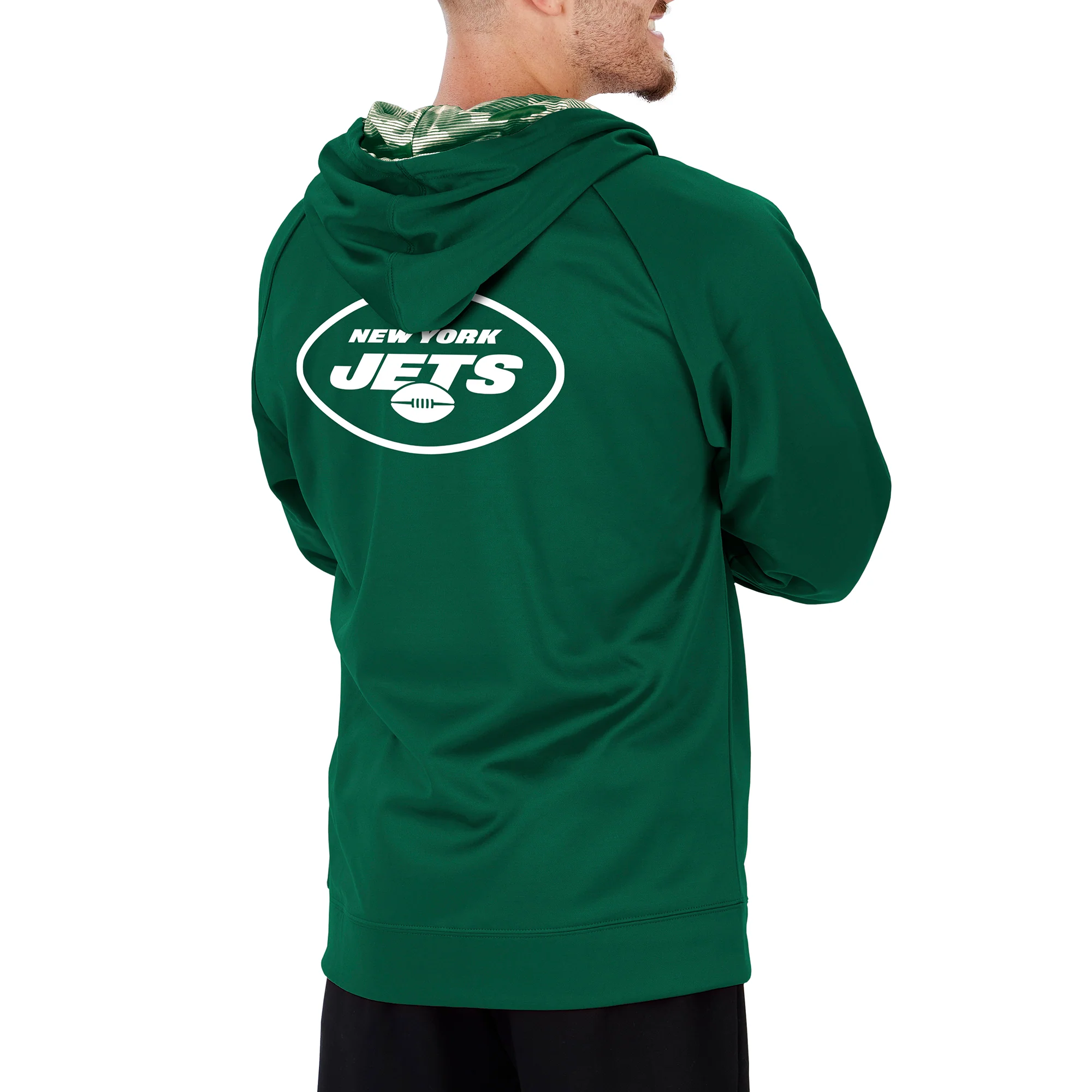 Zubaz Men's NFL New York Jets Full Zip Camo Hoodie, Green - Image 2