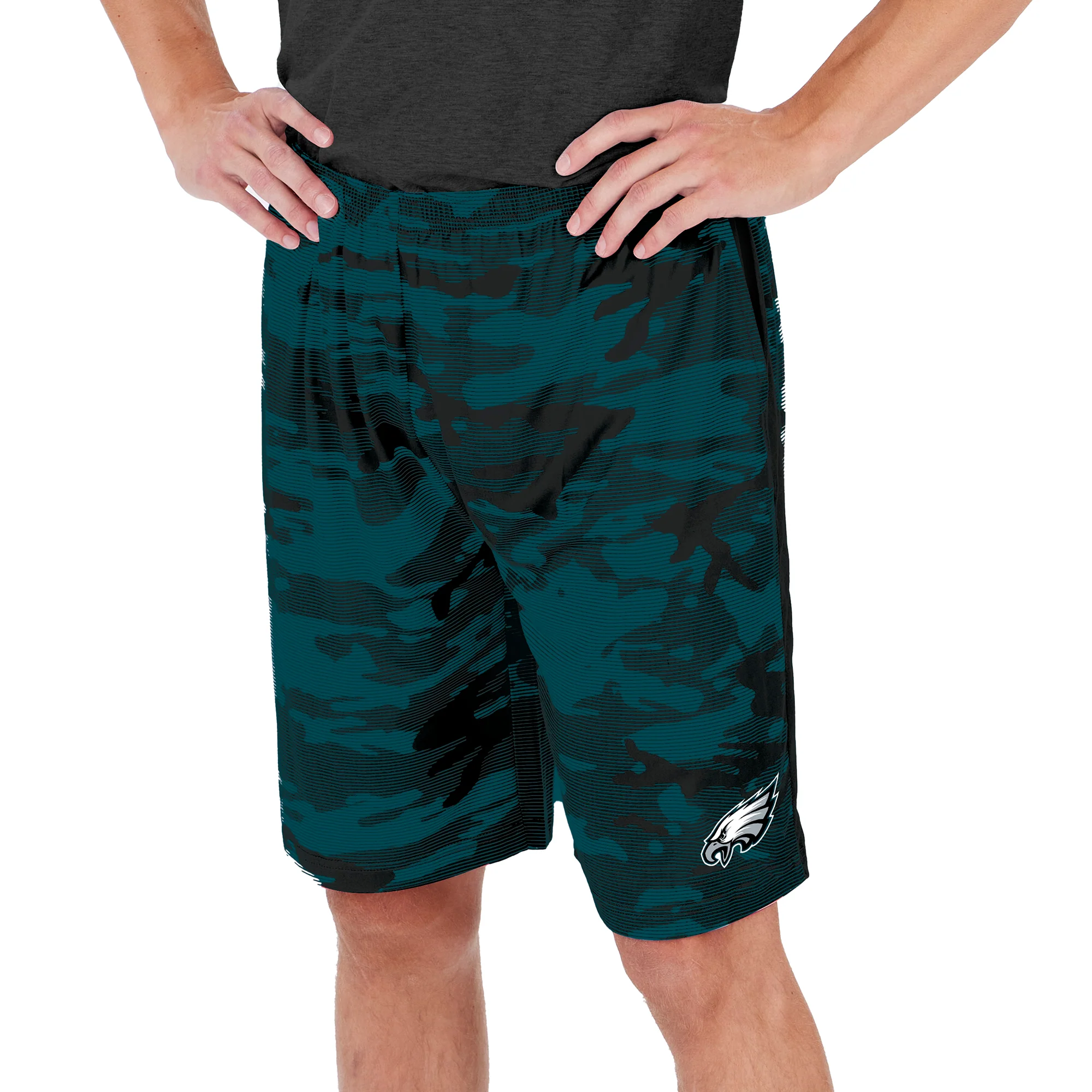 Zubaz Men's NFL Philadelphia Eagles Lightweight Camo Lines Shorts with Logo - Image 8