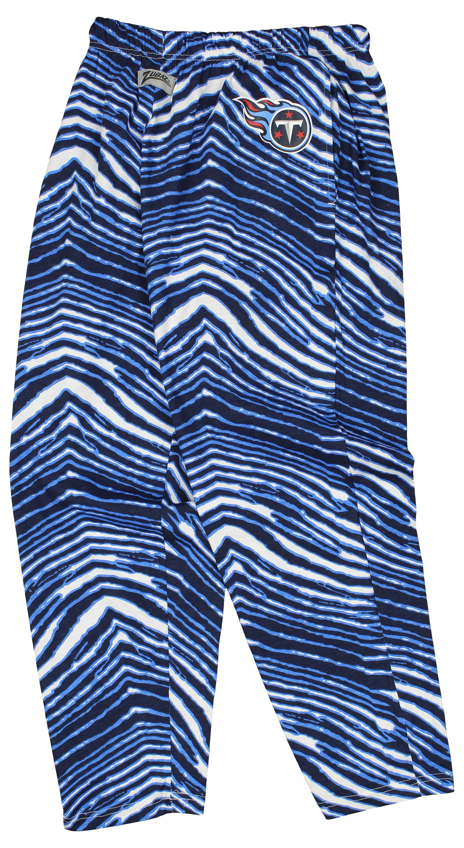 Zubaz Men's TENNESSEE TITANS NAVY/LIGHT BLUE ZEBRA PANT LEFT HIP LOGO - Image 3