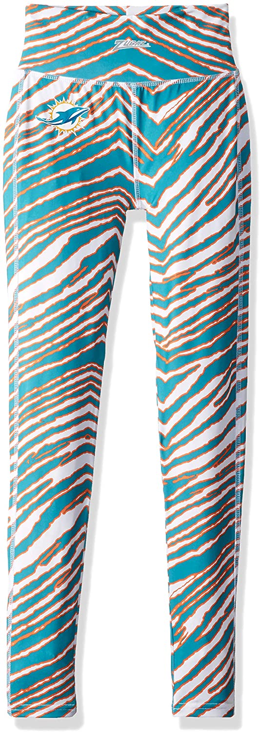Zubaz Miami Dolphins NFL Women's Zebra Print Legging, Orange/Aqua - Image 5