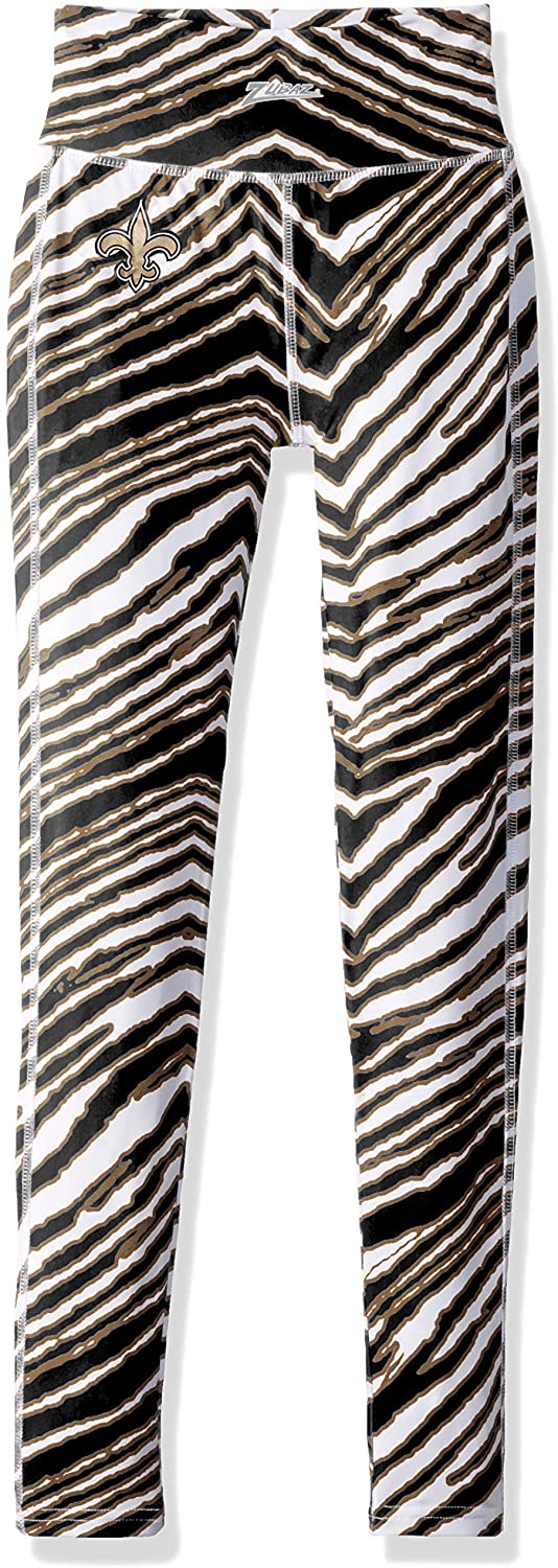 Zubaz New Orleans Saints NFL Women's Zebra Print Legging, Black/Gold - Image 3