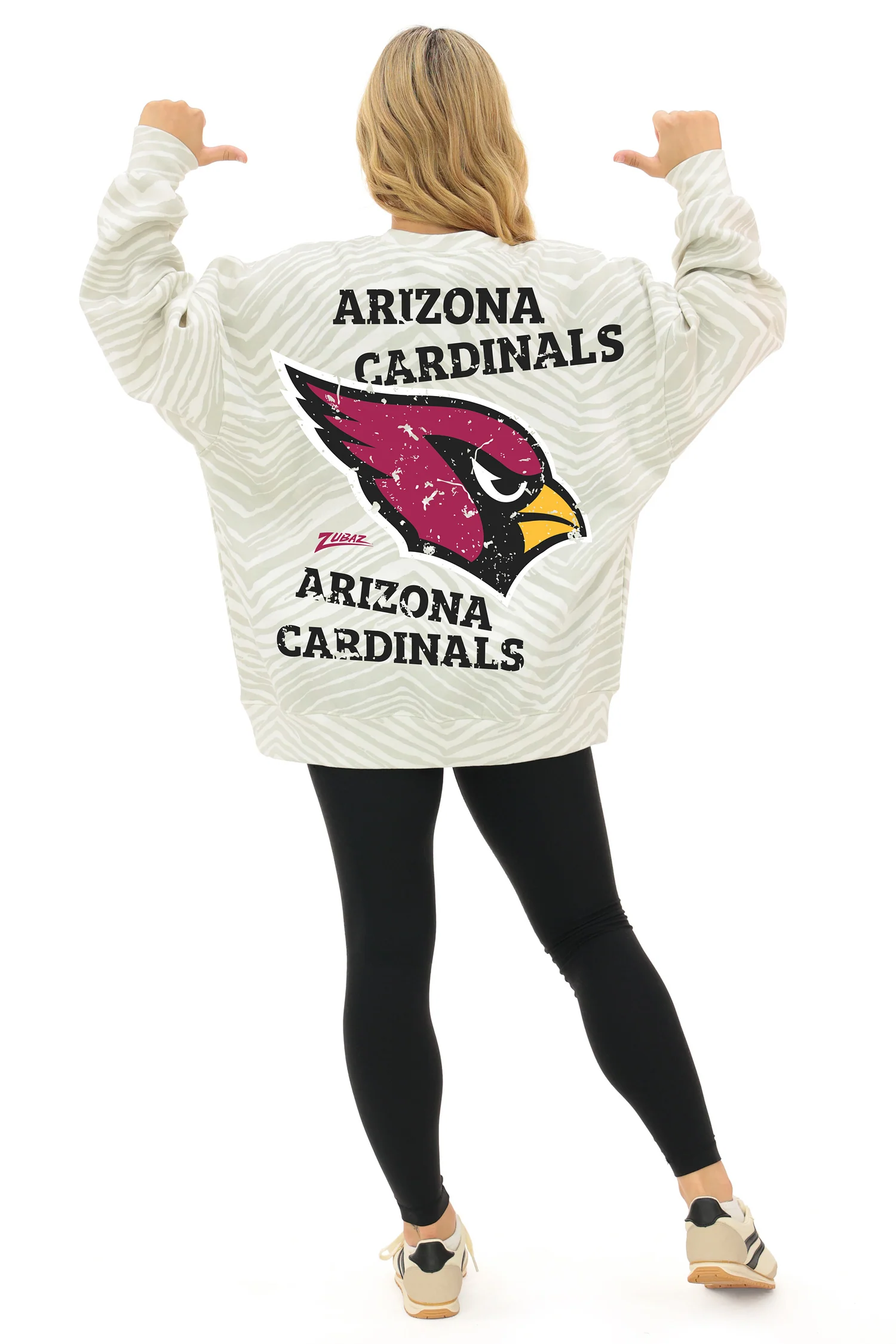 Zubaz NFL   90's All Over Zebra Crewneck Sweatshirt – Full Back, ARIZONA CARDINALS - Image 3