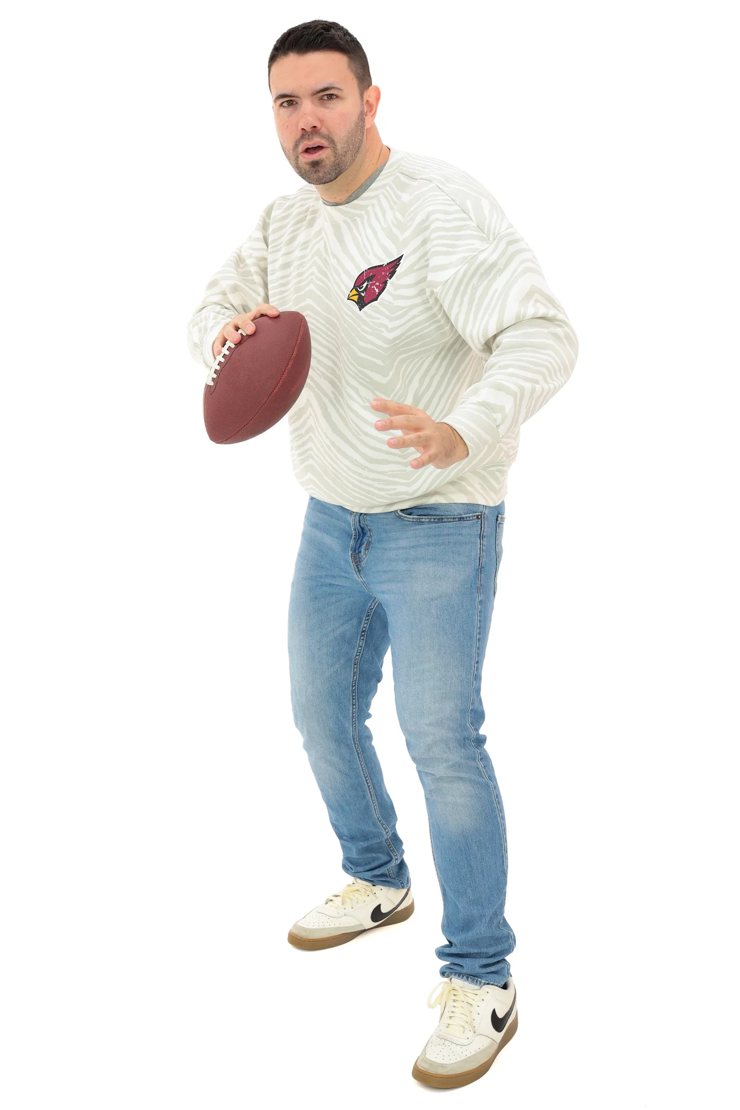 Zubaz NFL   90's All Over Zebra Crewneck Sweatshirt – Full Back, ARIZONA CARDINALS - Image 4