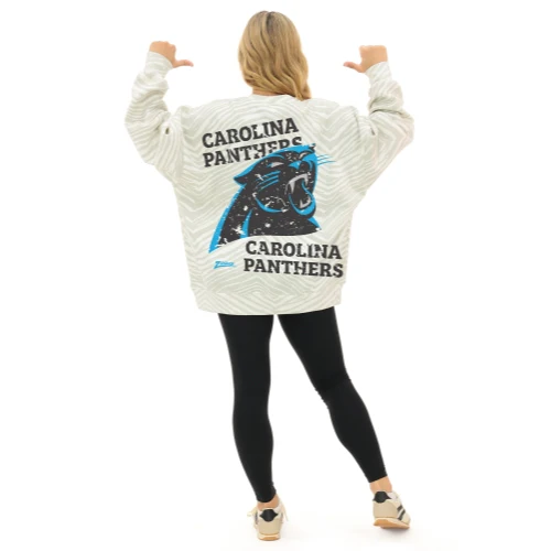 Zubaz NFL 90's All Over Zebra Crewneck Sweatshirt – Full Back, CAROLINA PANTHERS - Image 3