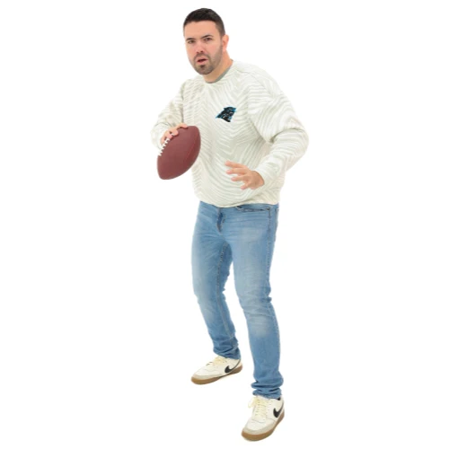 Zubaz NFL 90's All Over Zebra Crewneck Sweatshirt – Full Back, CAROLINA PANTHERS - Image 4