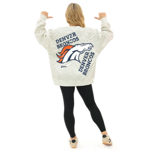 Zubaz NFL 90's All Over Zebra Crewneck Sweatshirt – Full Back, DENVER BRONCOS - Image 3