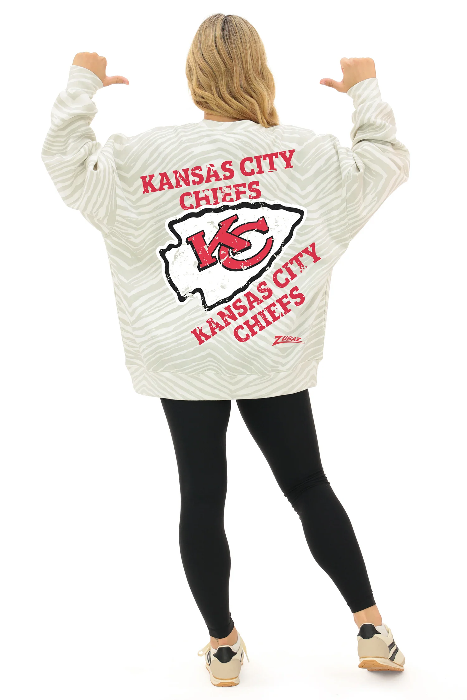 Zubaz NFL 90's All Over Zebra Crewneck Sweatshirt – Full Back, KANSAS CITY CHIEFS - Image 3