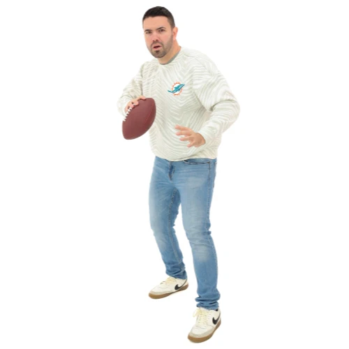 Zubaz NFL 90's All Over Zebra Crewneck Sweatshirt – Full Back, MIAMI DOLPHINS - Image 4