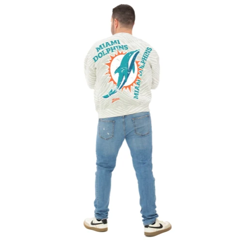 Zubaz NFL 90's All Over Zebra Crewneck Sweatshirt – Full Back, MIAMI DOLPHINS - Image 5