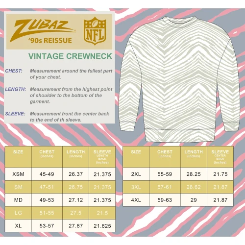 Zubaz NFL 90's All Over Zebra Crewneck Sweatshirt – Full Back, MIAMI DOLPHINS - Image 6