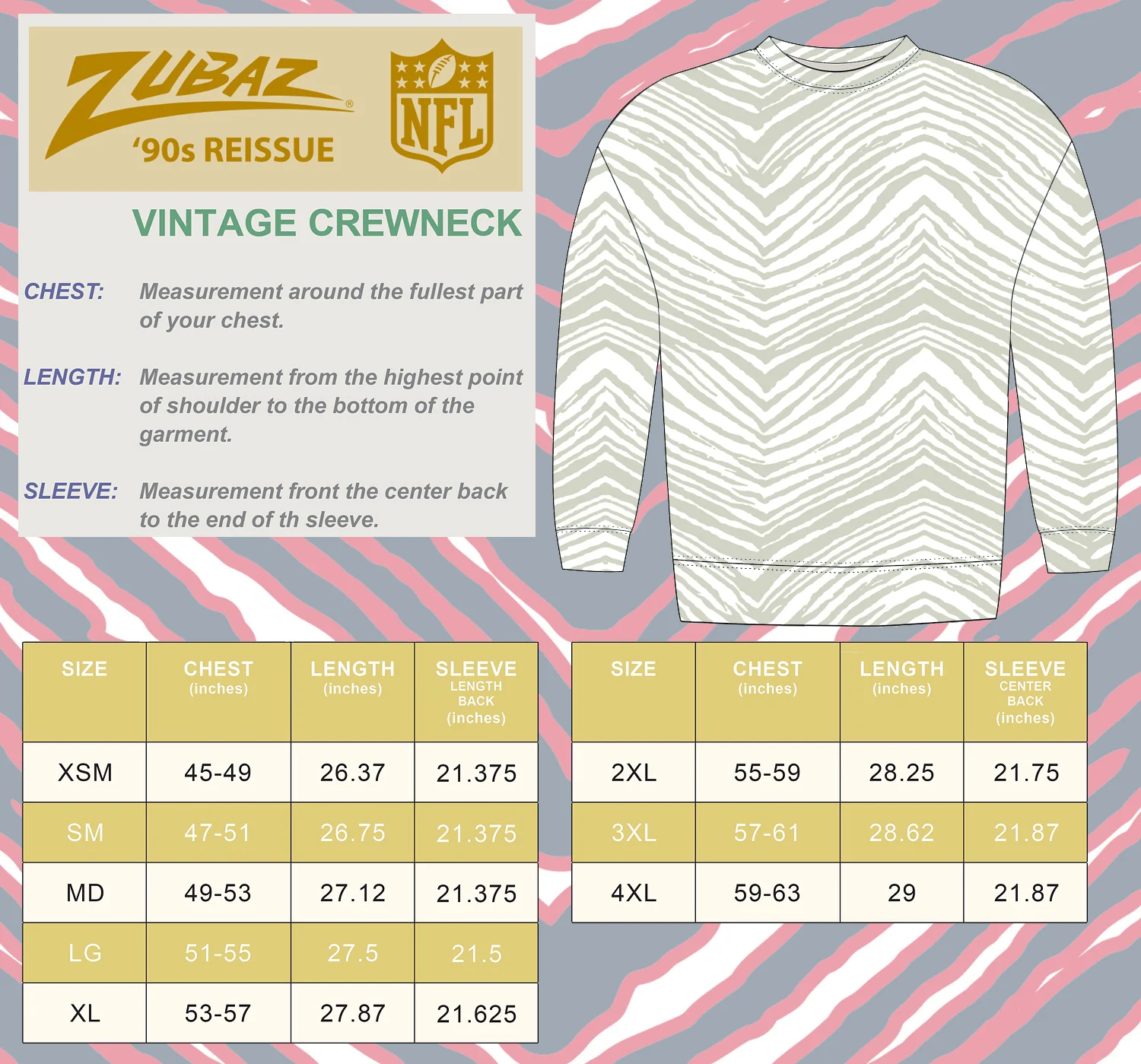 Zubaz NFL   90's All Over Zebra Crewneck Sweatshirt – Full Back, TENNESSEE TITANS - Image 6