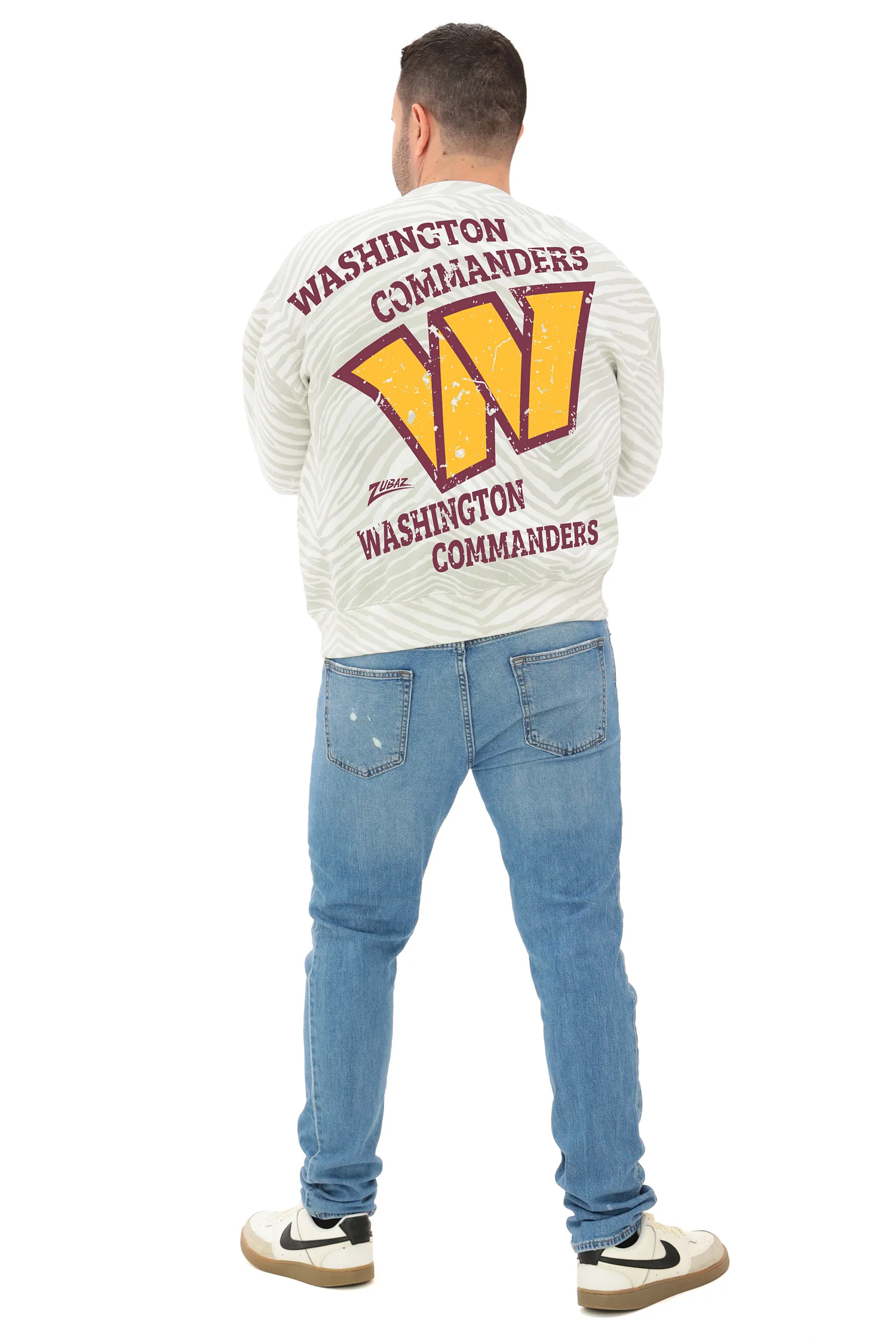 Zubaz NFL   90's All Over Zebra Crewneck Sweatshirt – Full Back, WASHINGTON COMMANDERS - Image 5