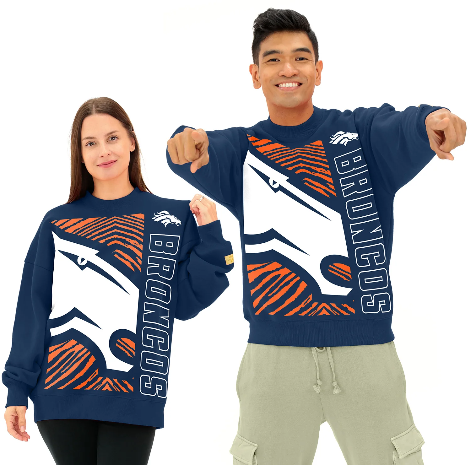 Zubaz NFL 90s Drop Shoulder Crewneck -MVP, DENVER BRONCOS