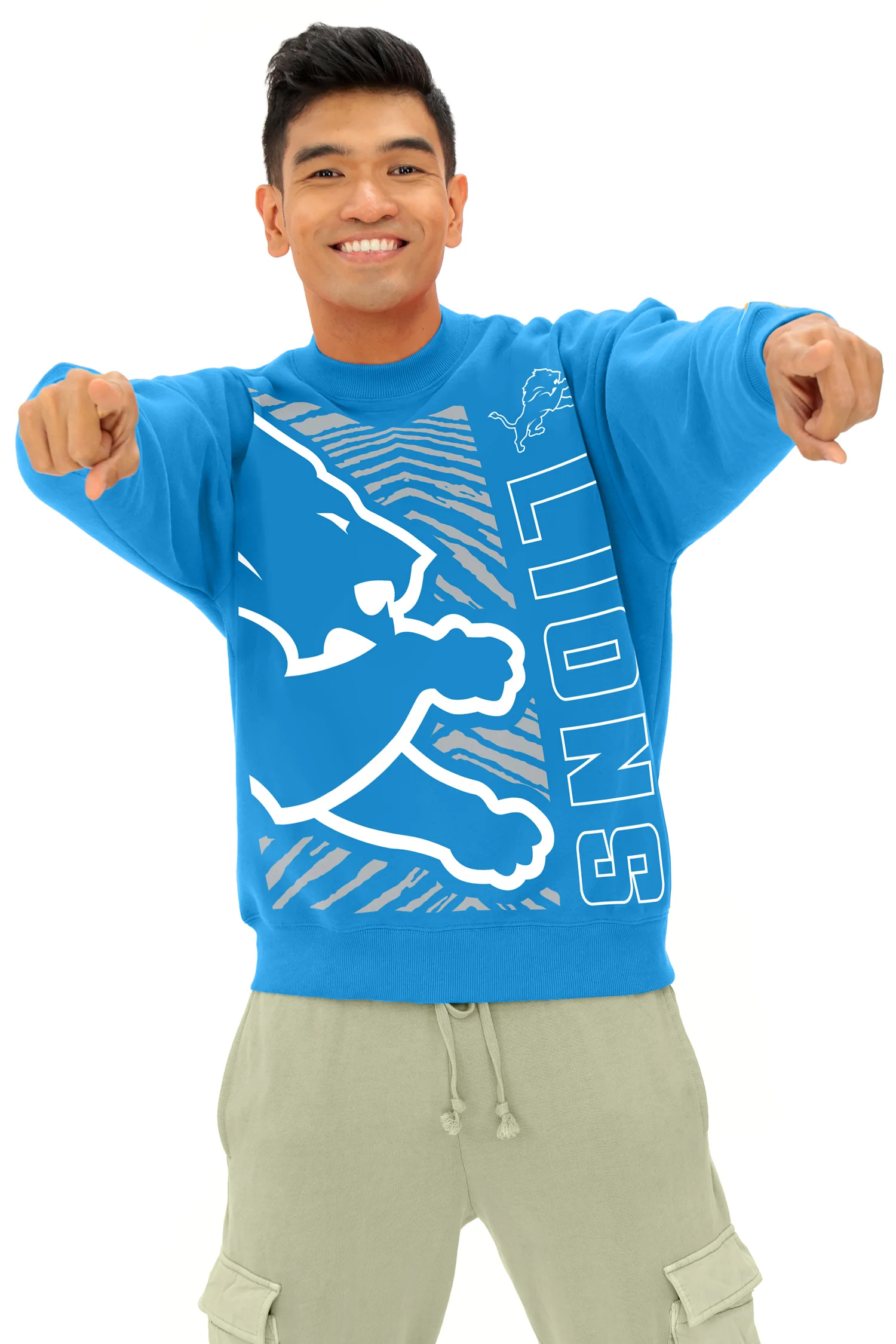 Zubaz NFL   90s Drop Shoulder Crewneck -MVP, DETROIT LIONS - Image 4