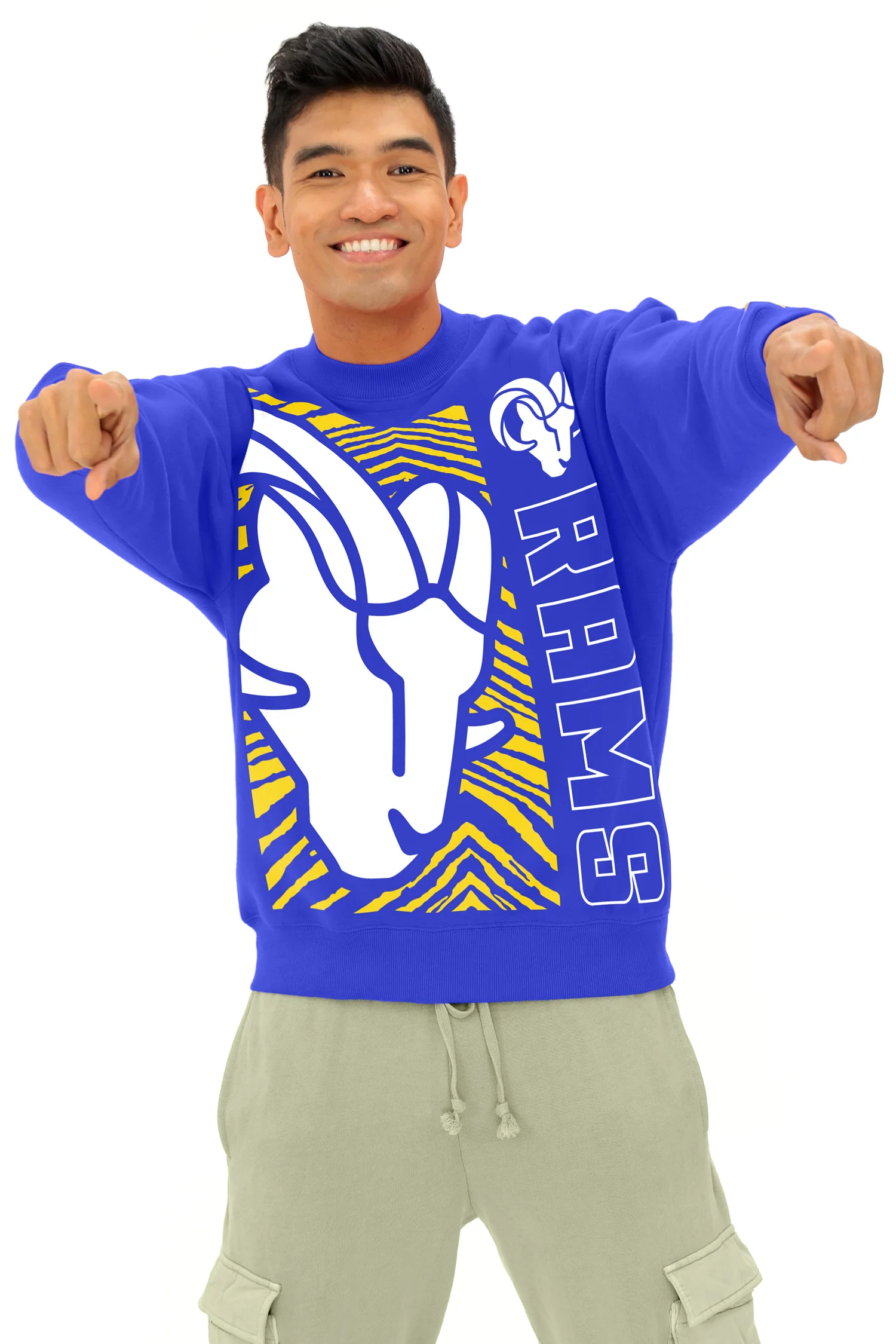 Zubaz NFL   90s Drop Shoulder Crewneck -MVP, LOS ANGELES RAMS - Image 10