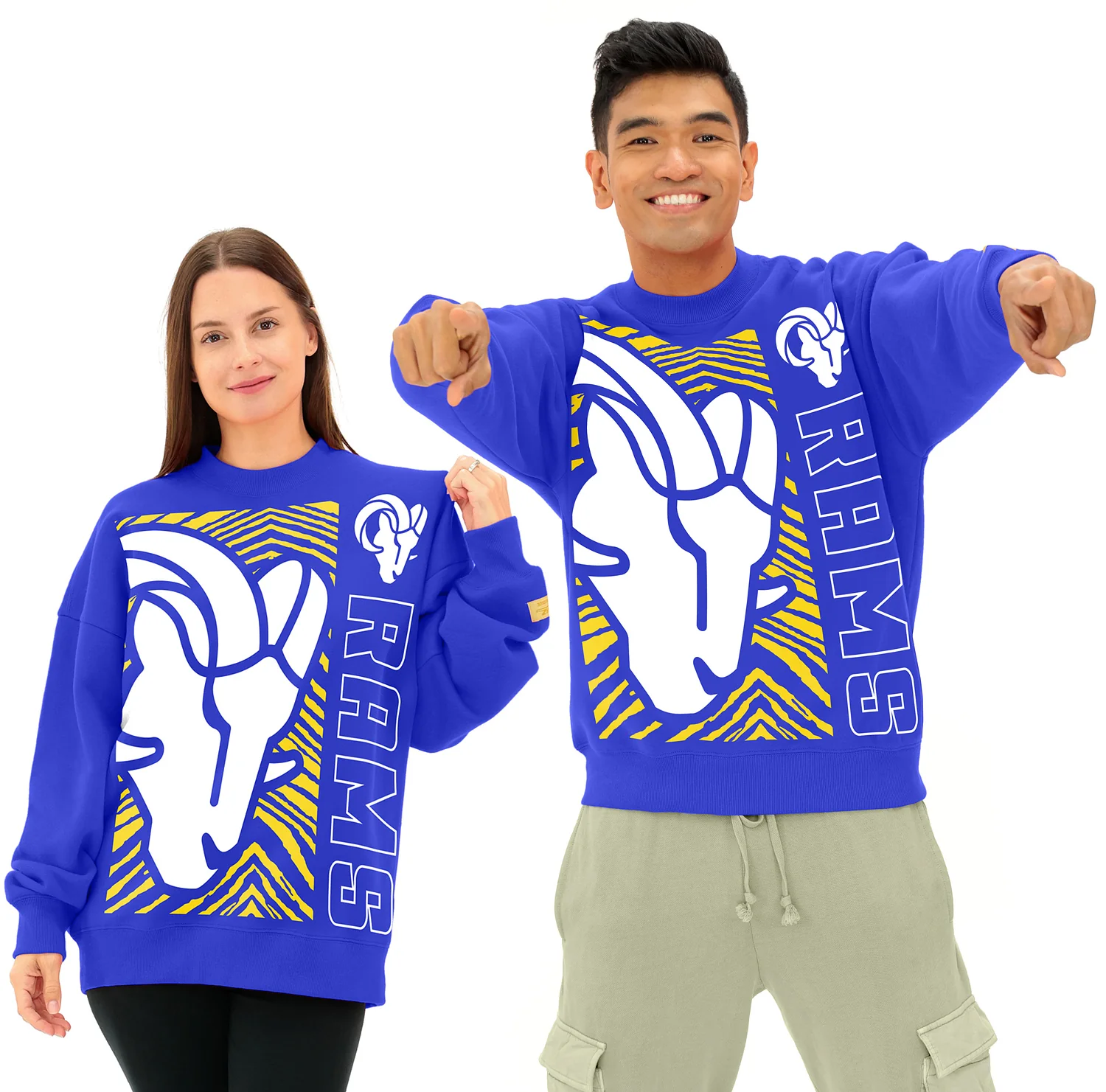 Zubaz NFL   90s Drop Shoulder Crewneck -MVP, LOS ANGELES RAMS - Image 14