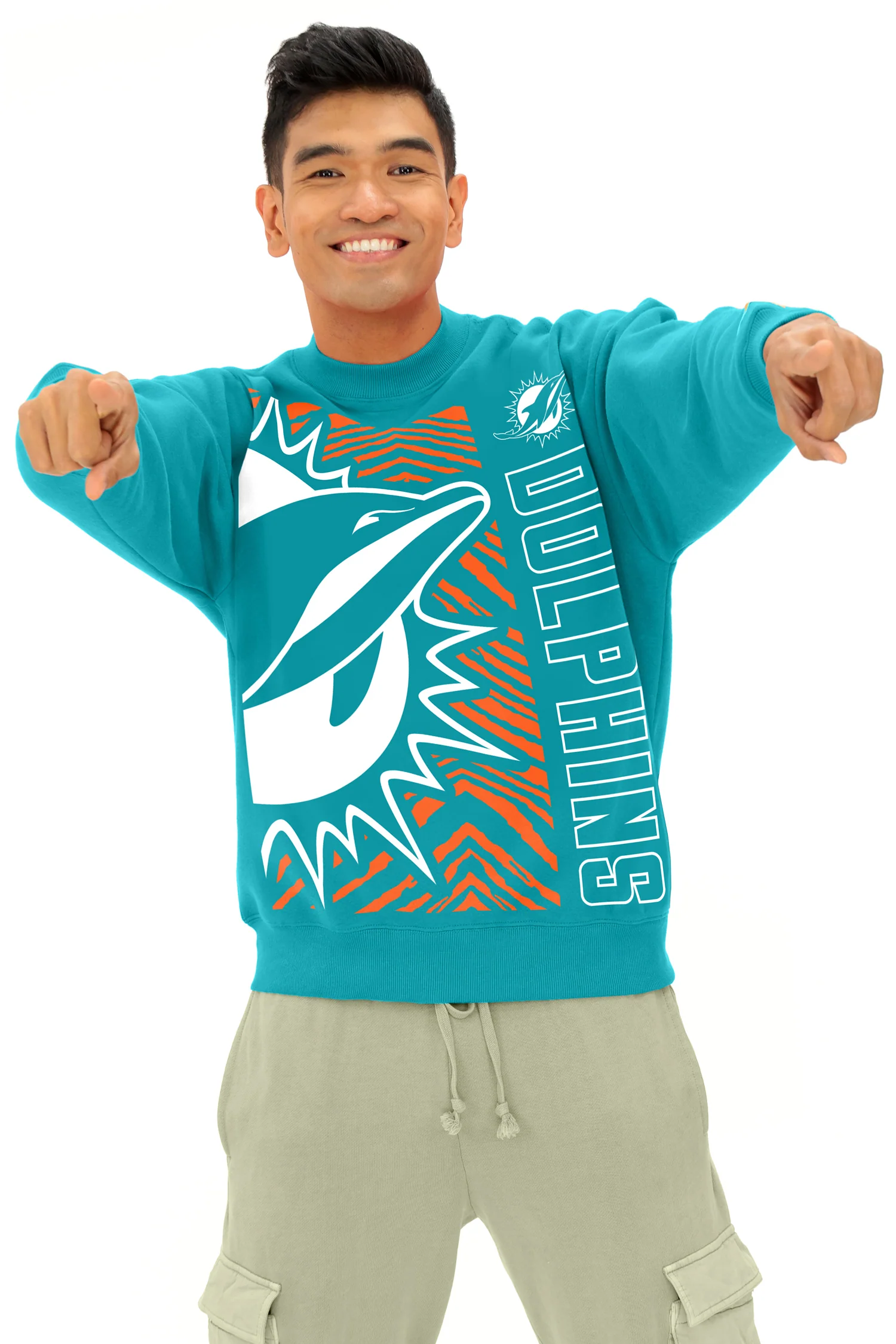 Zubaz NFL 90s Drop Shoulder Crewneck -MVP, MIAMI DOLPHINS - Image 9
